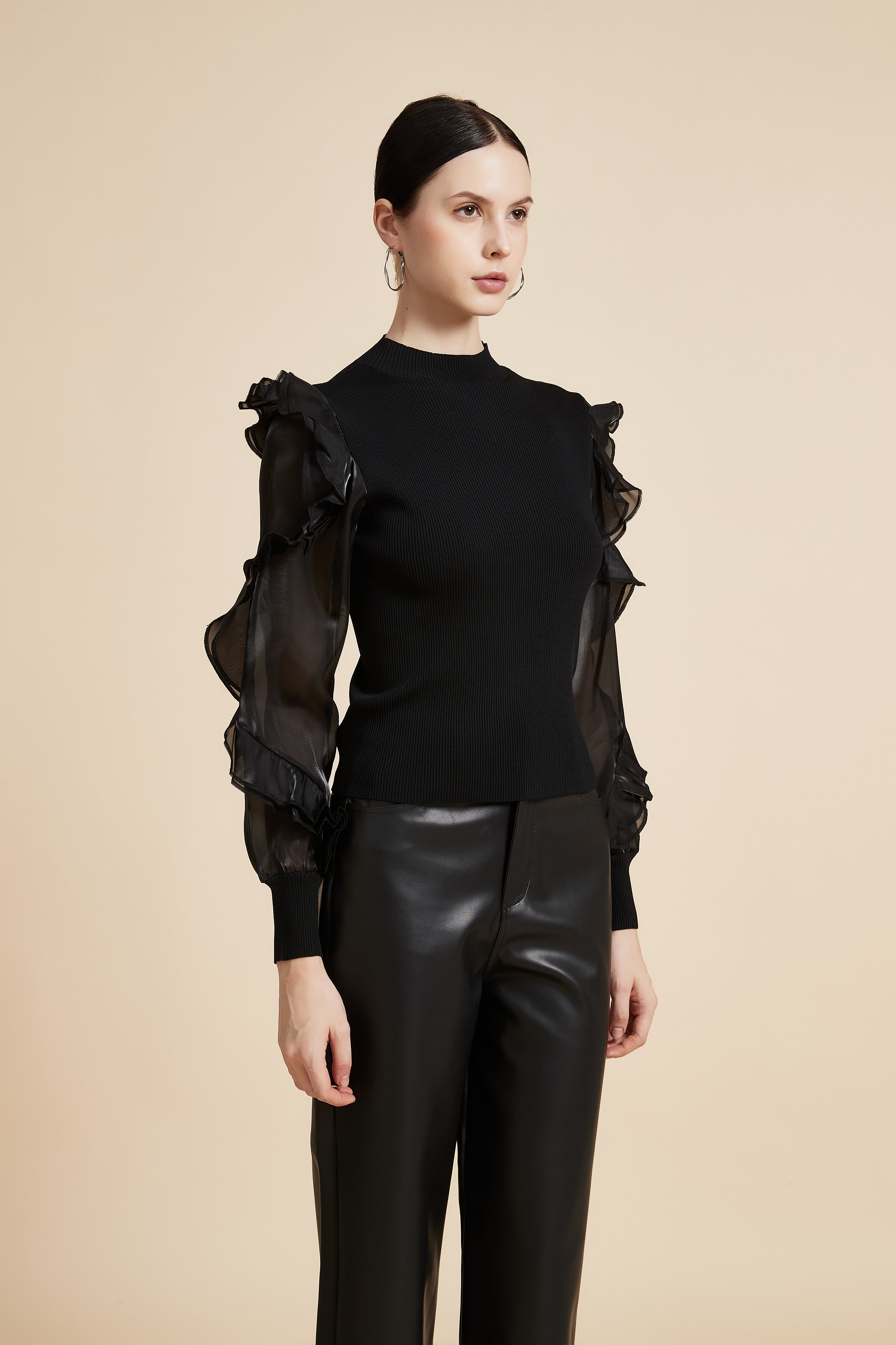 Long Sleeve High Neck Sweatshirt