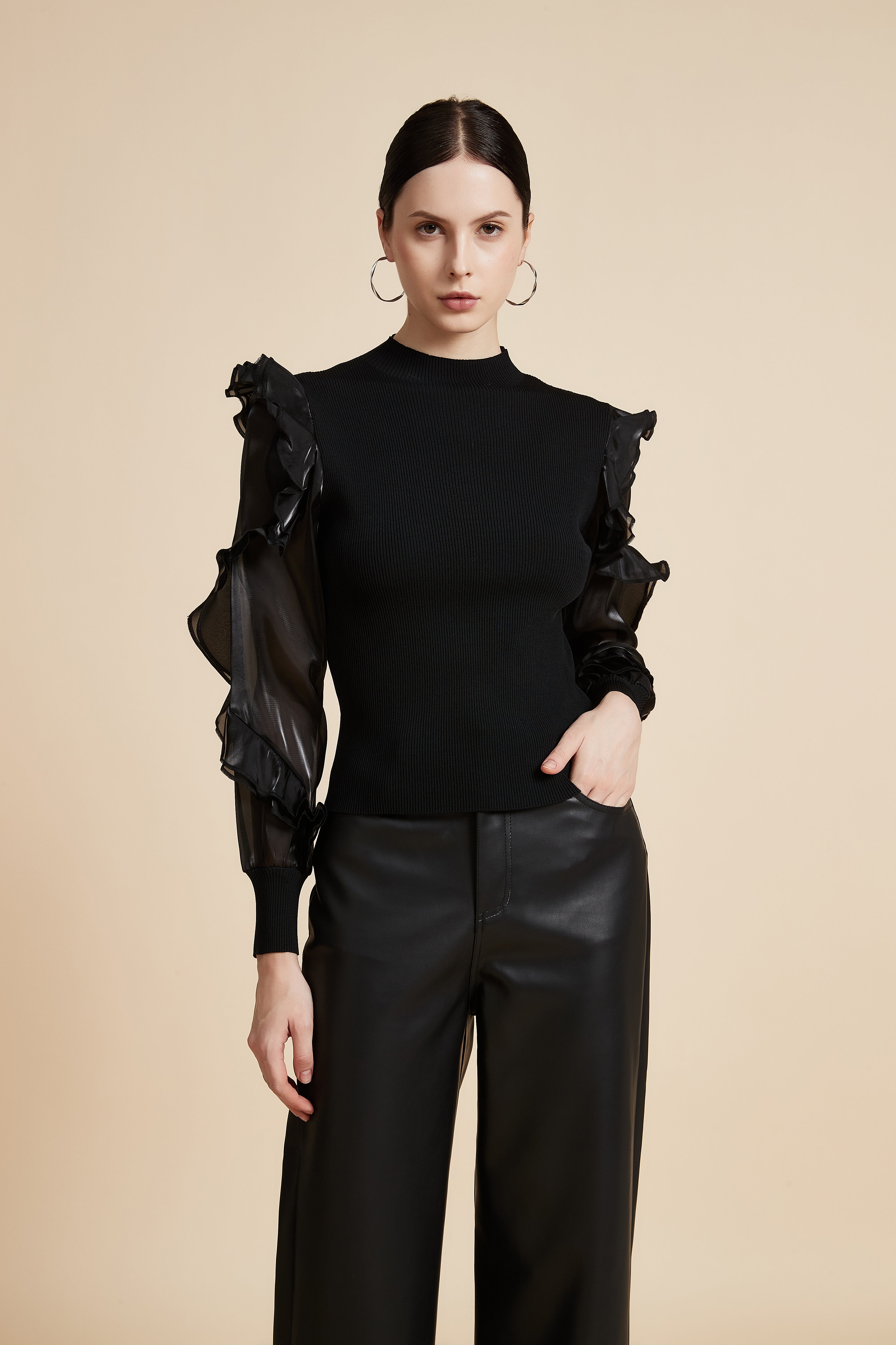 Long Sleeve High Neck Sweatshirt