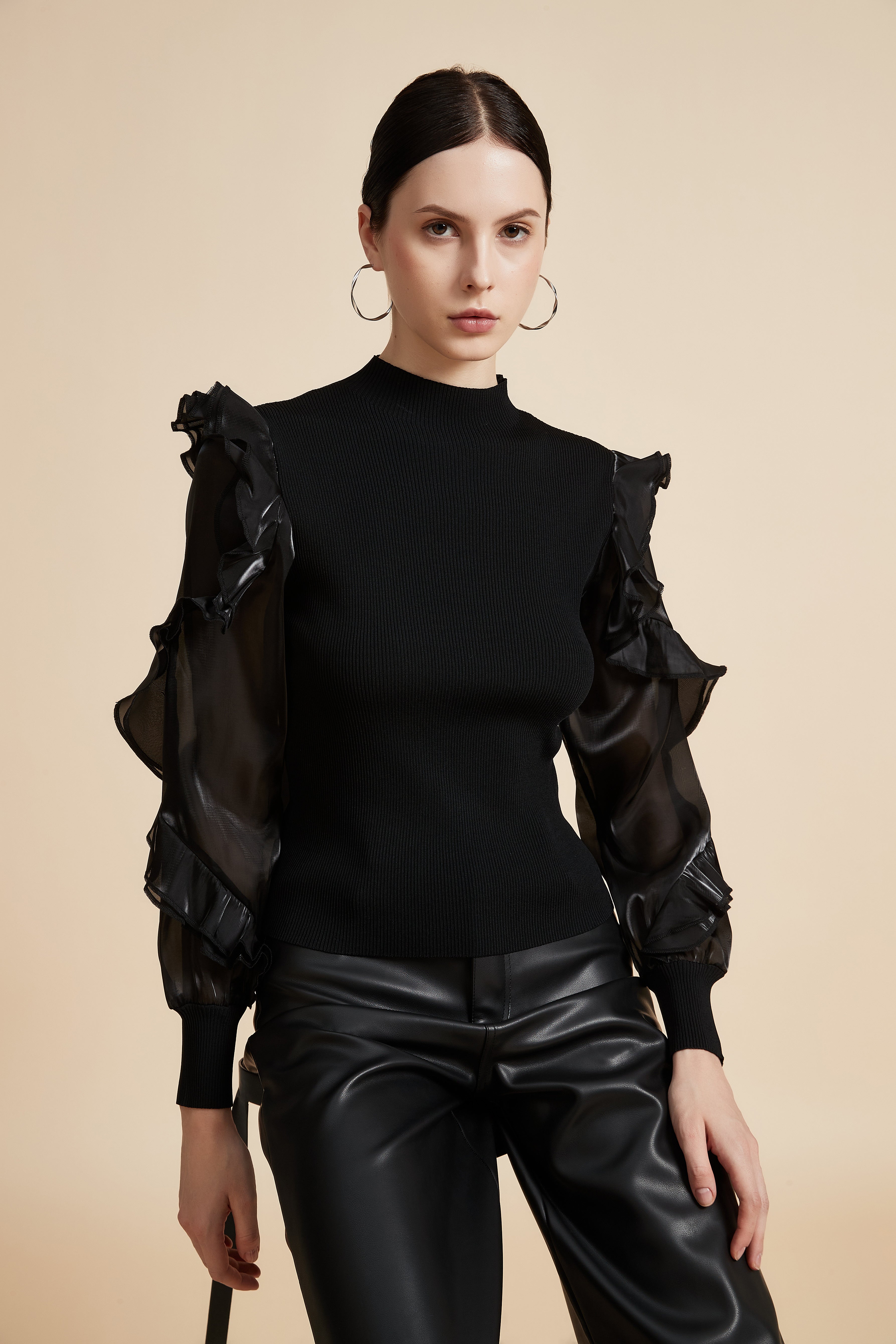 Long Sleeve High Neck Sweatshirt