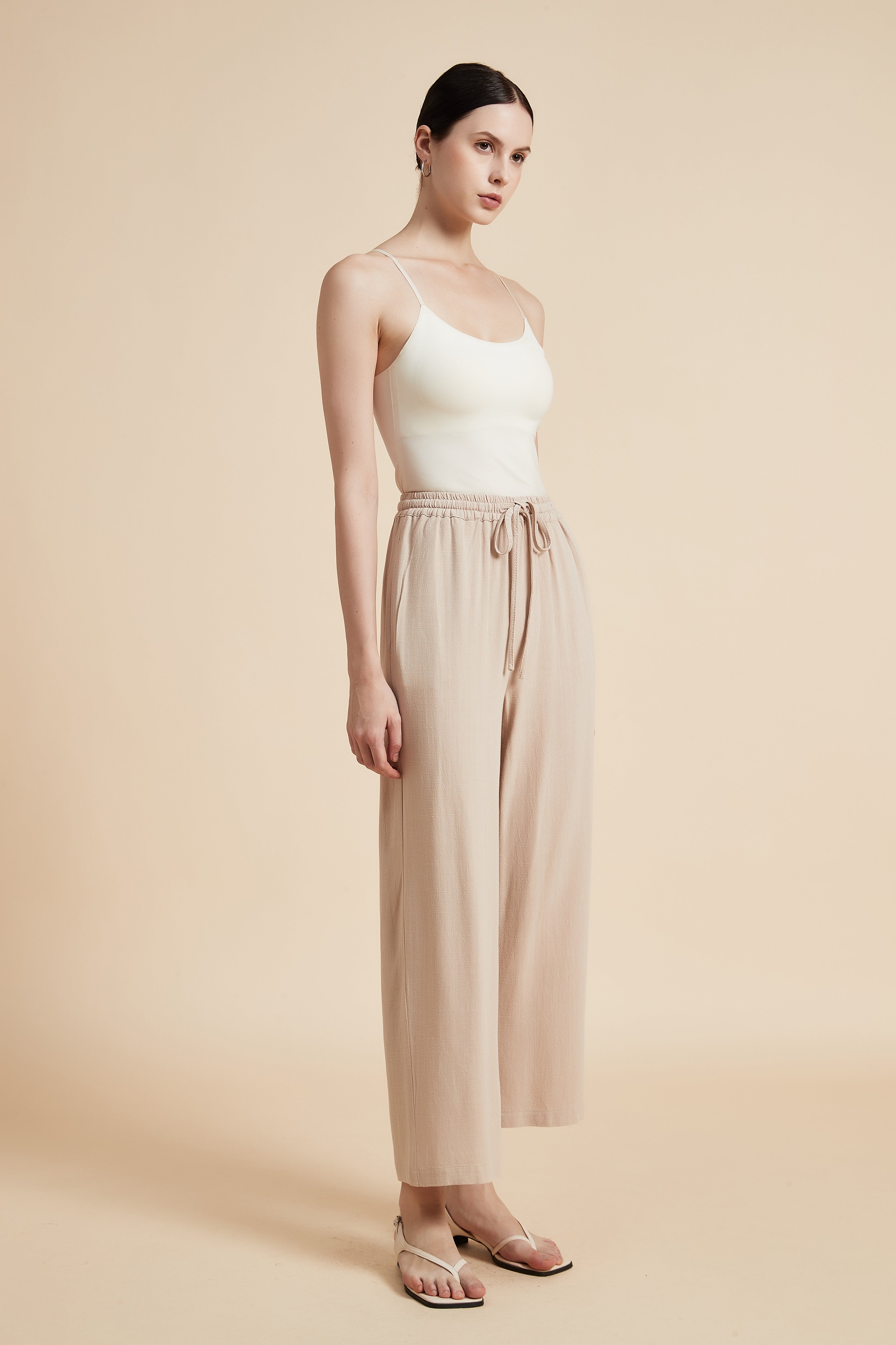 Wide-Leg Drawstring Pants