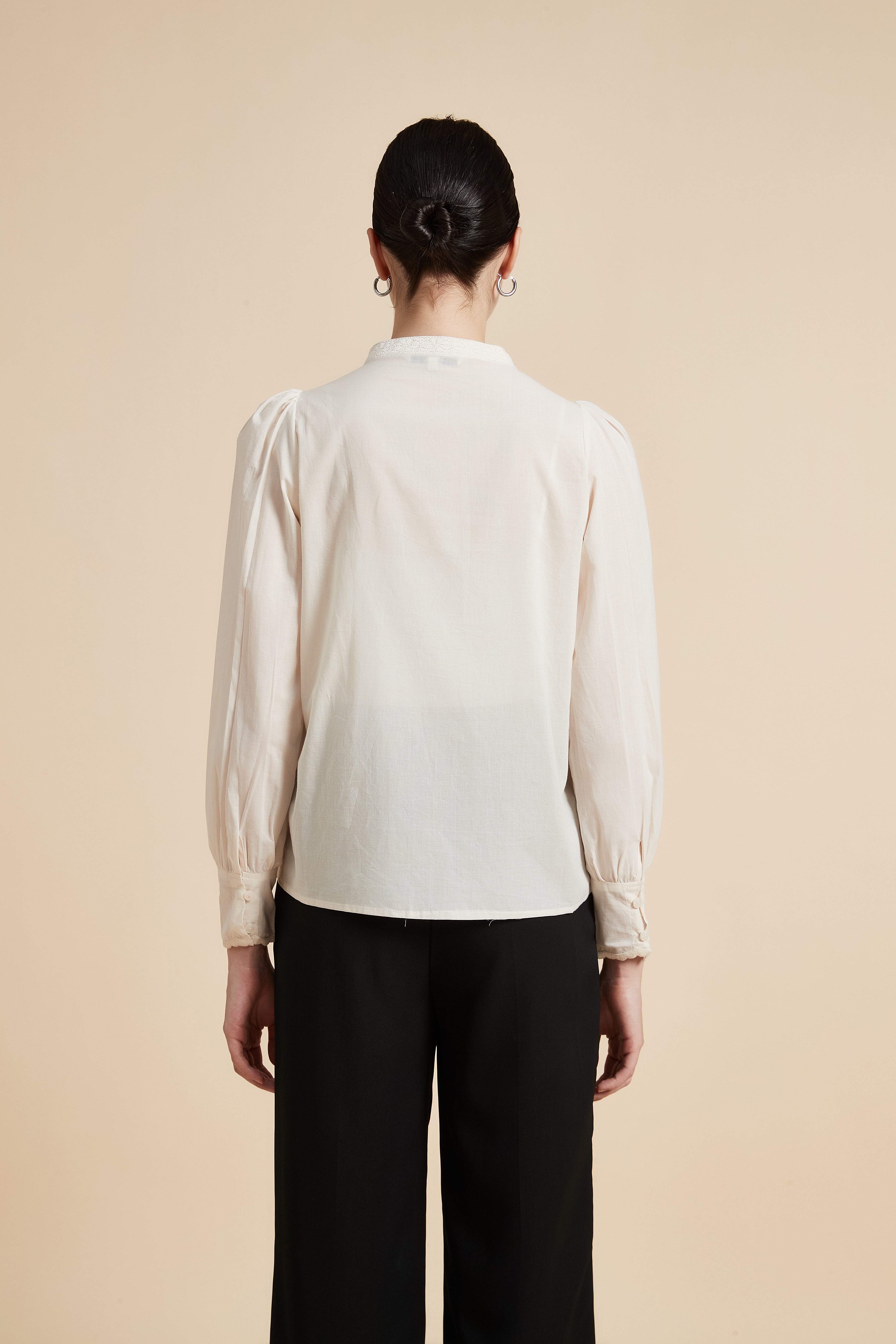 Lace Long Sleeve Top with Round Neck