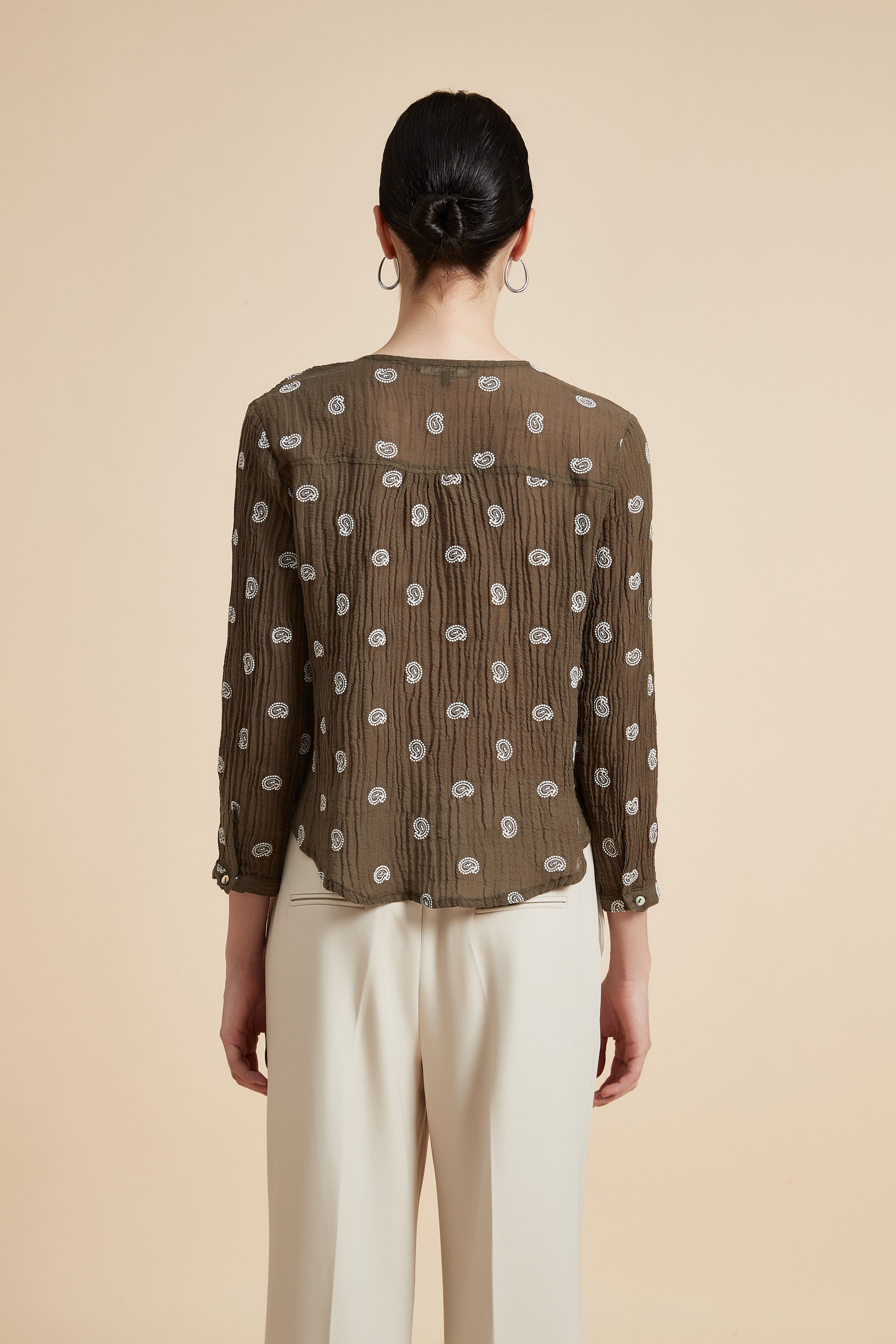 V-Neck Printed 3/4 Sleeve Blouse