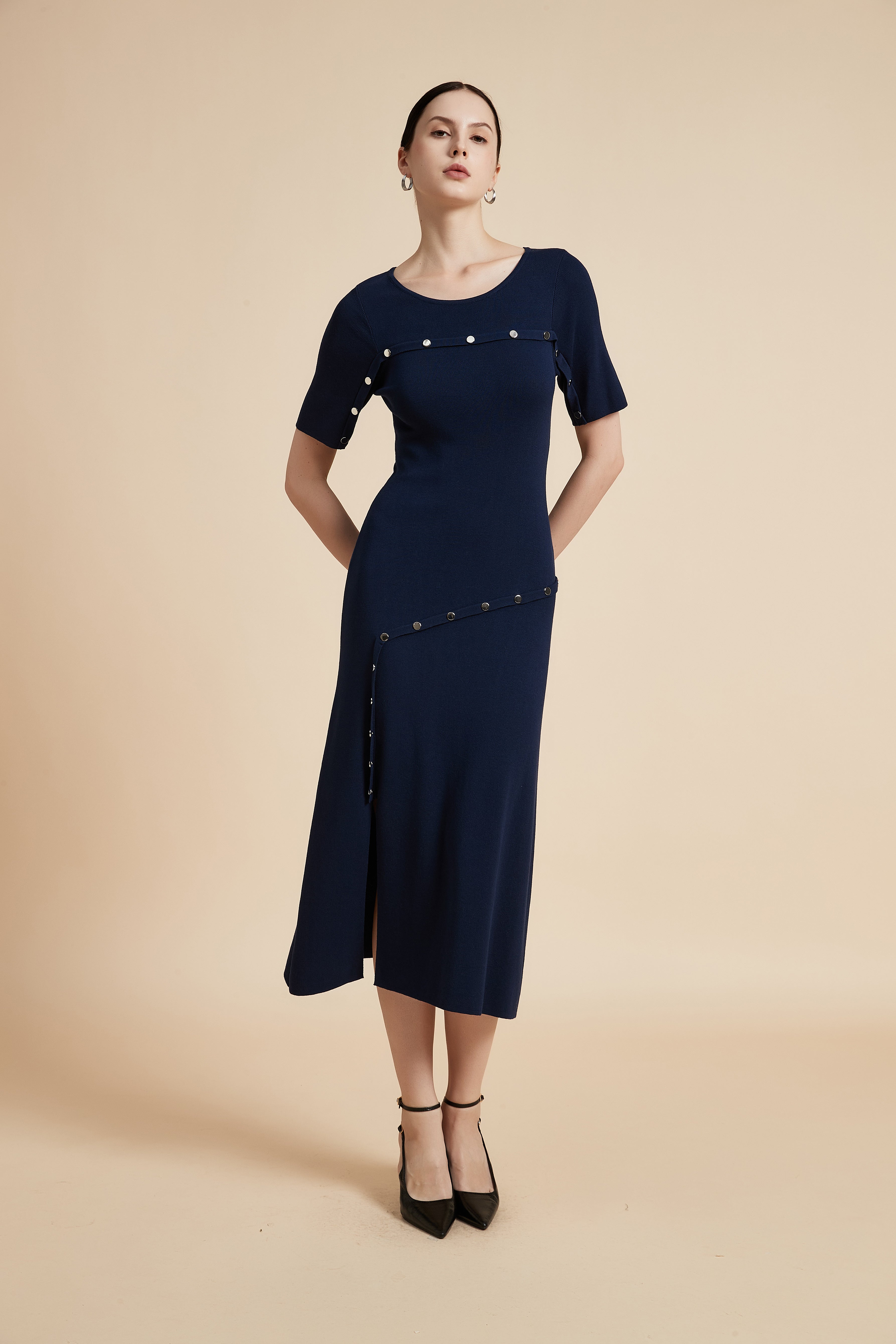 Mid-Length Dress with Side Slit