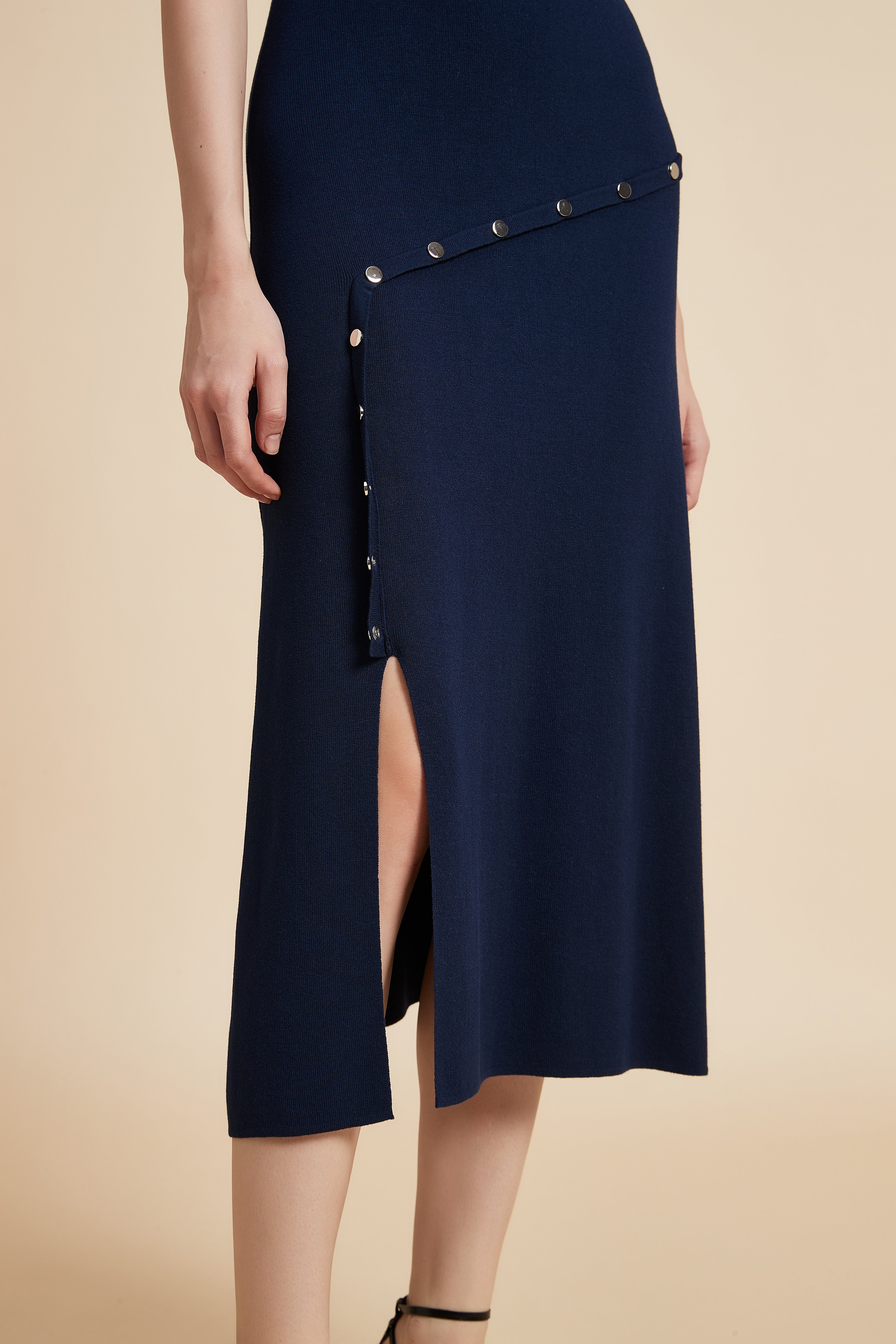 Mid-Length Dress with Side Slit