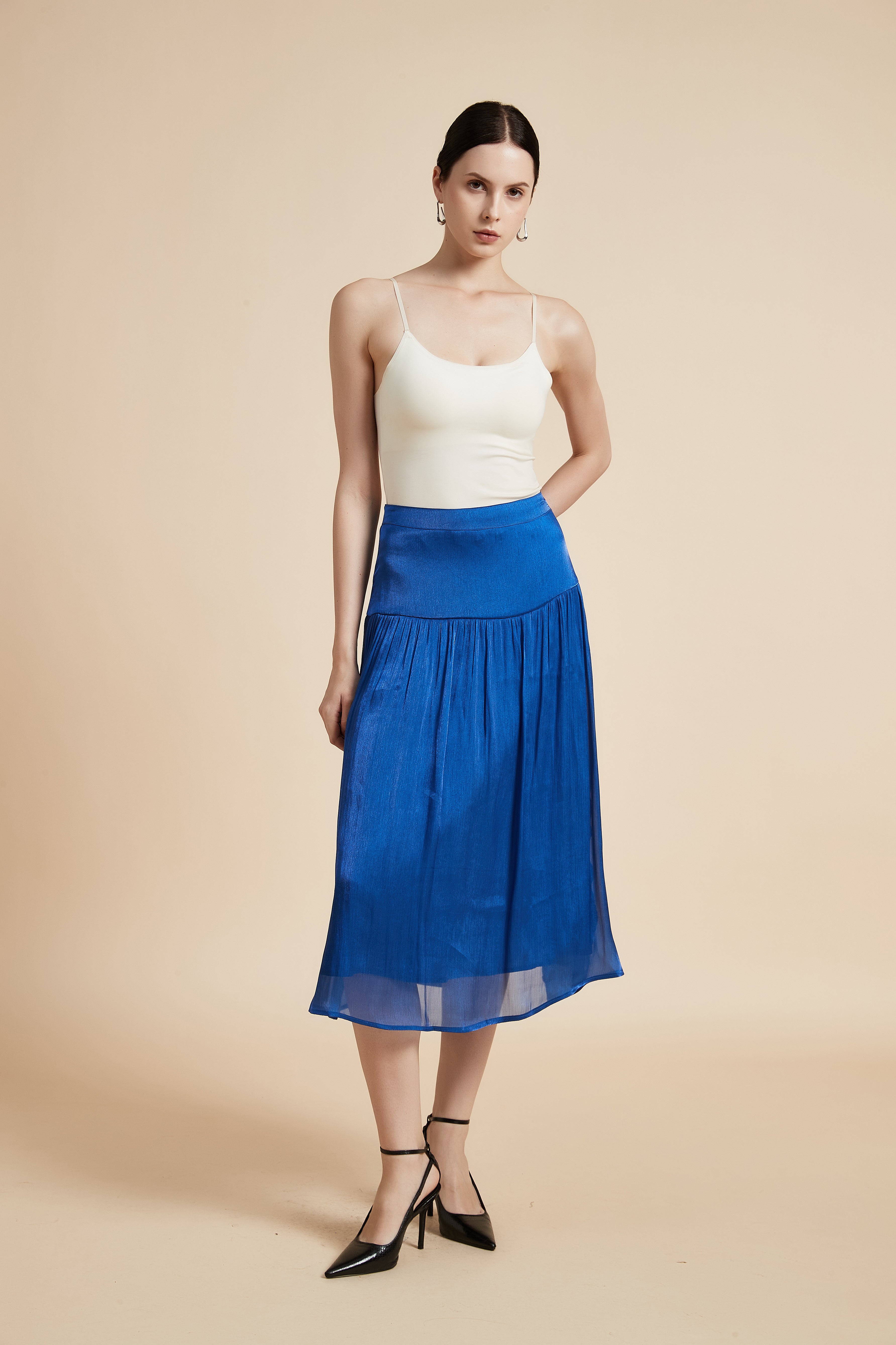 Wide Bottom Midi Skirt