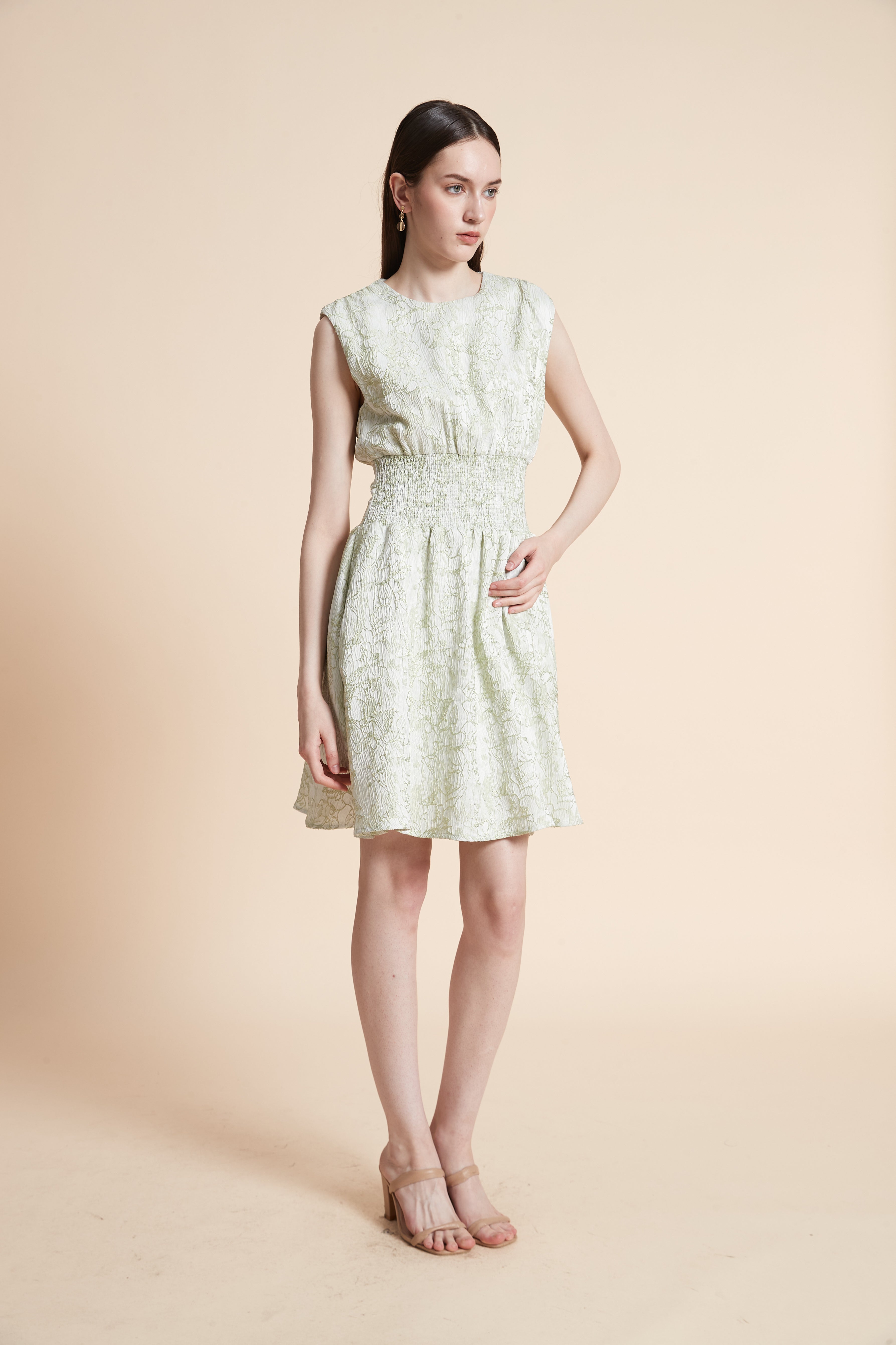 Knee-Length Sleeveless Waist-Defined Dress