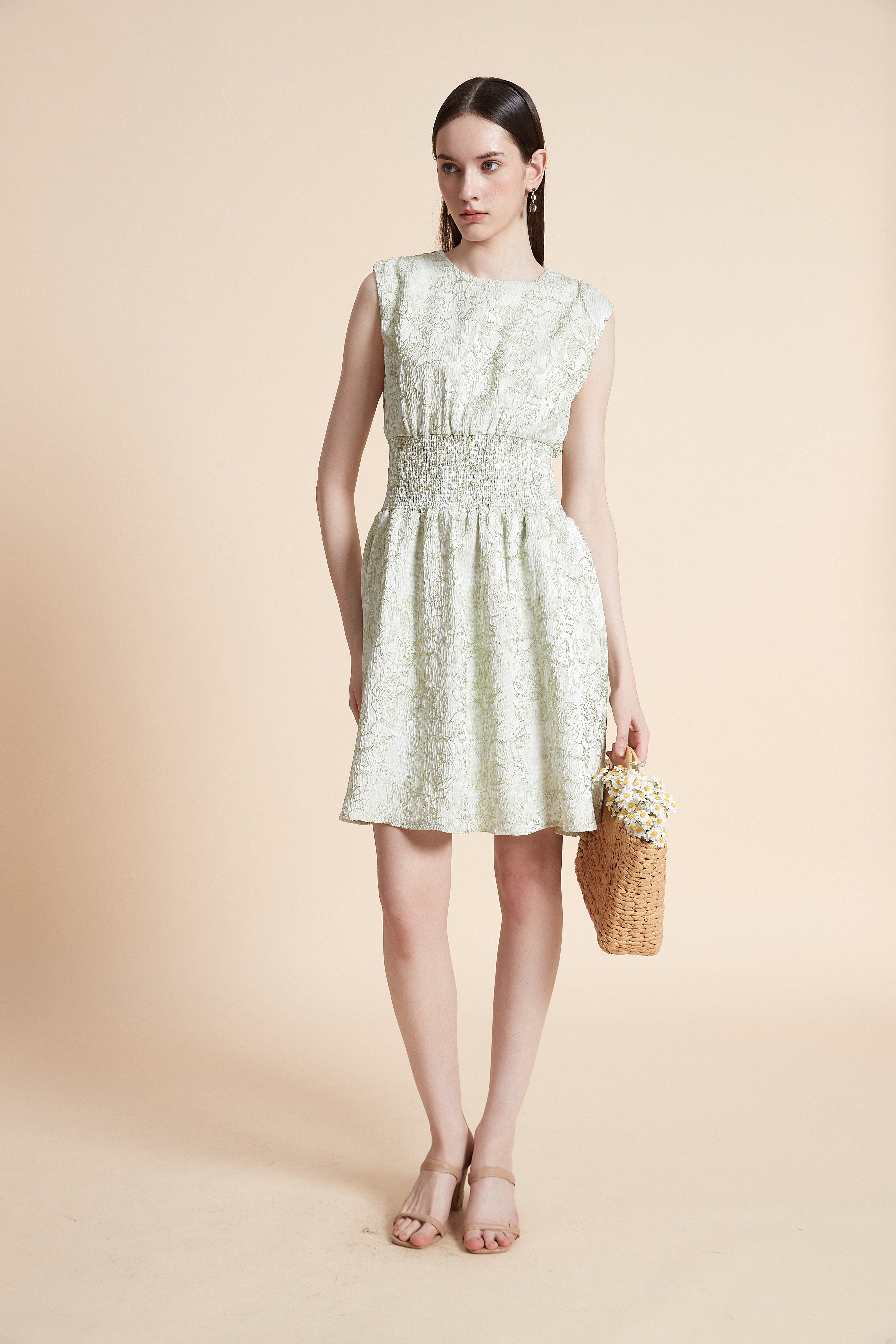 Knee-Length Sleeveless Waist-Defined Dress