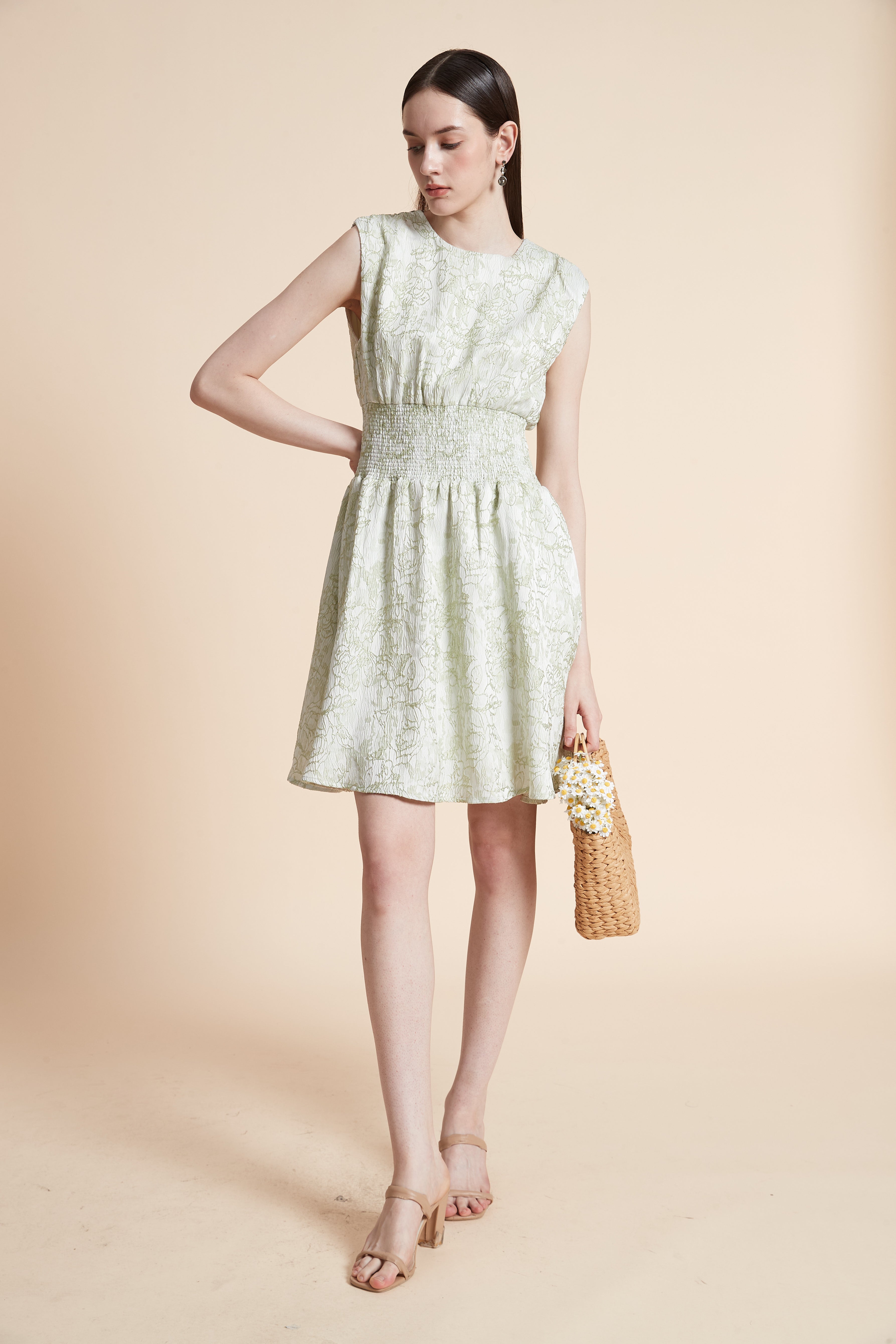 Knee-Length Sleeveless Waist-Defined Dress