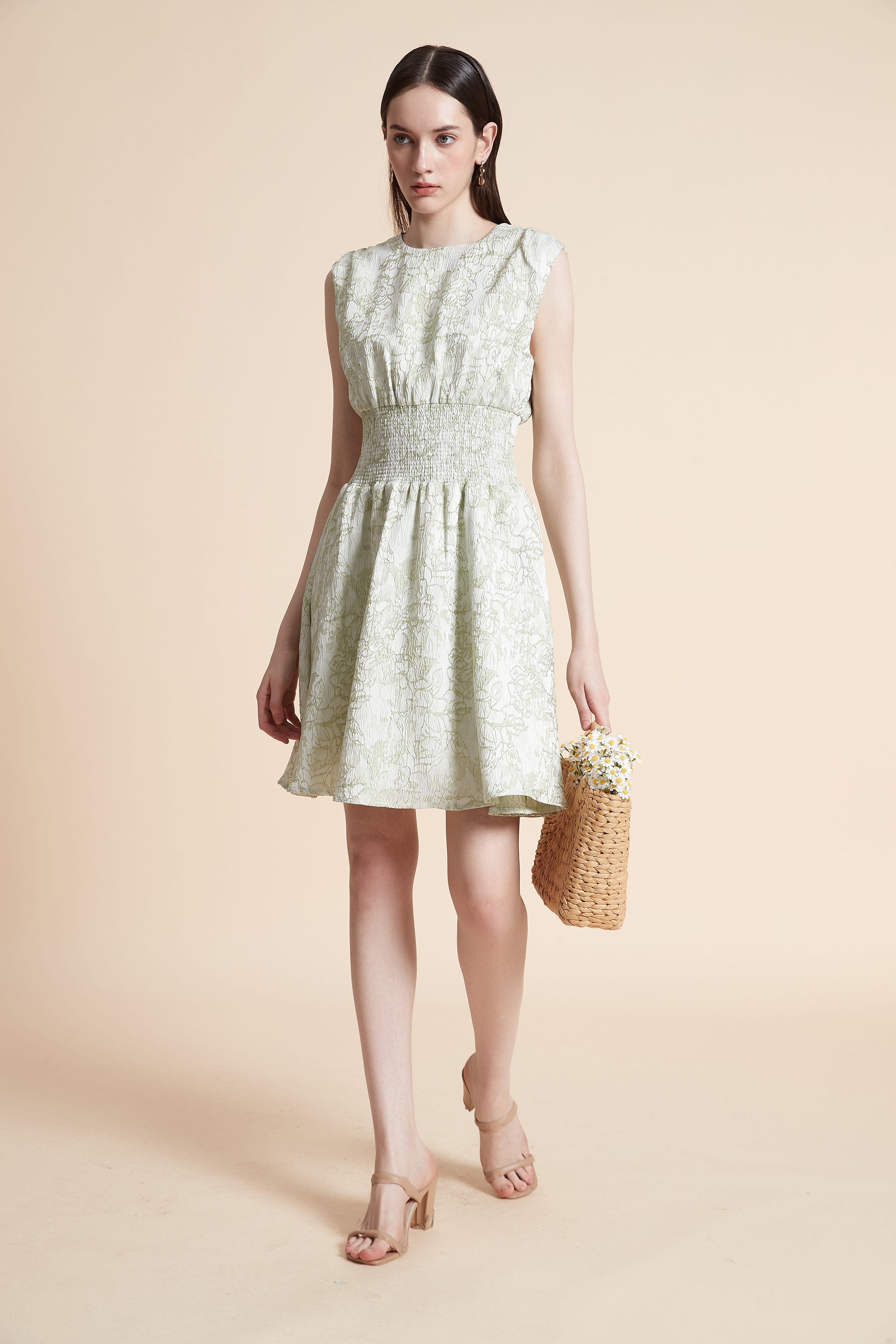 Knee-Length Sleeveless Waist-Defined Dress