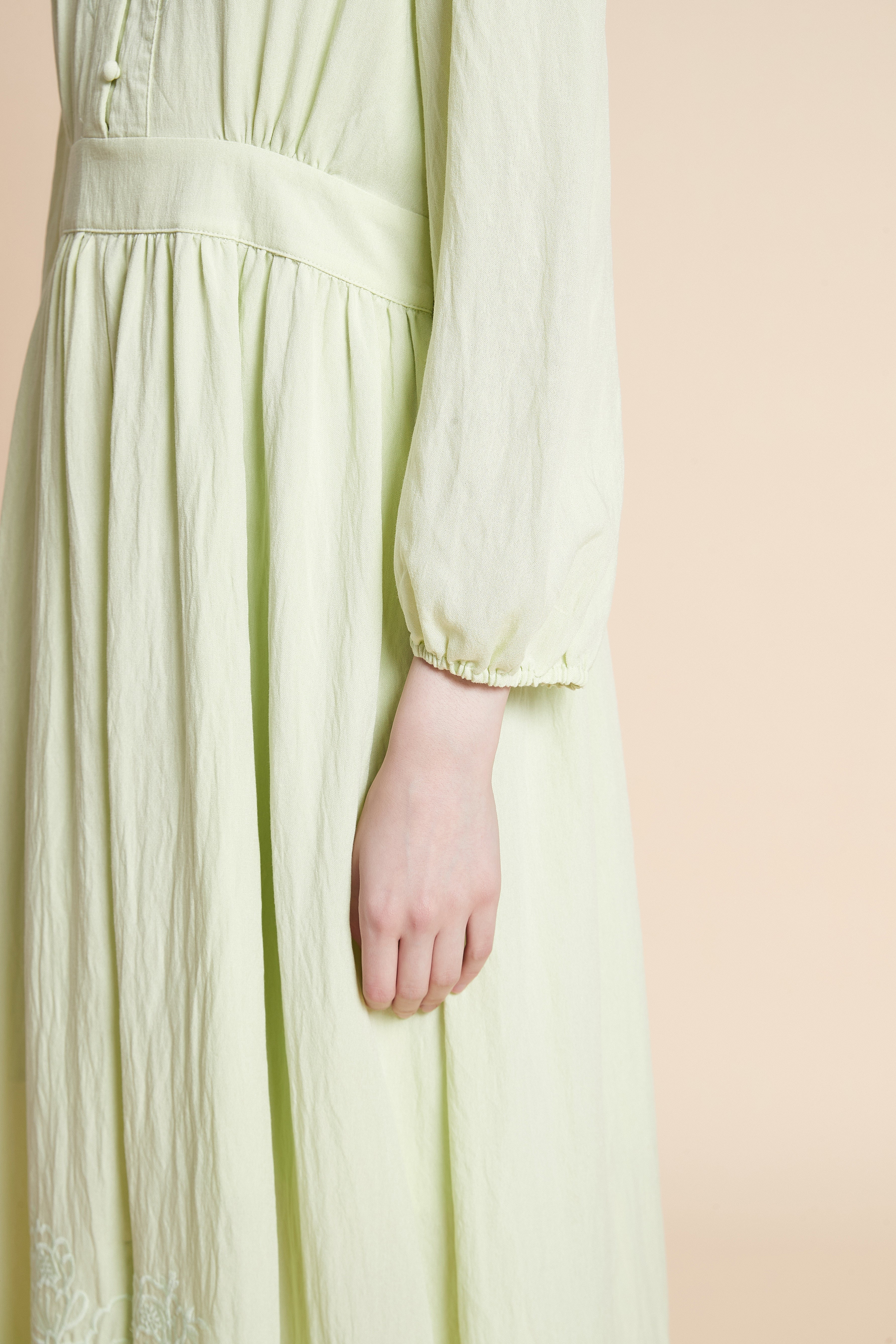 Embroidered Long Sleeve Maxi Dress