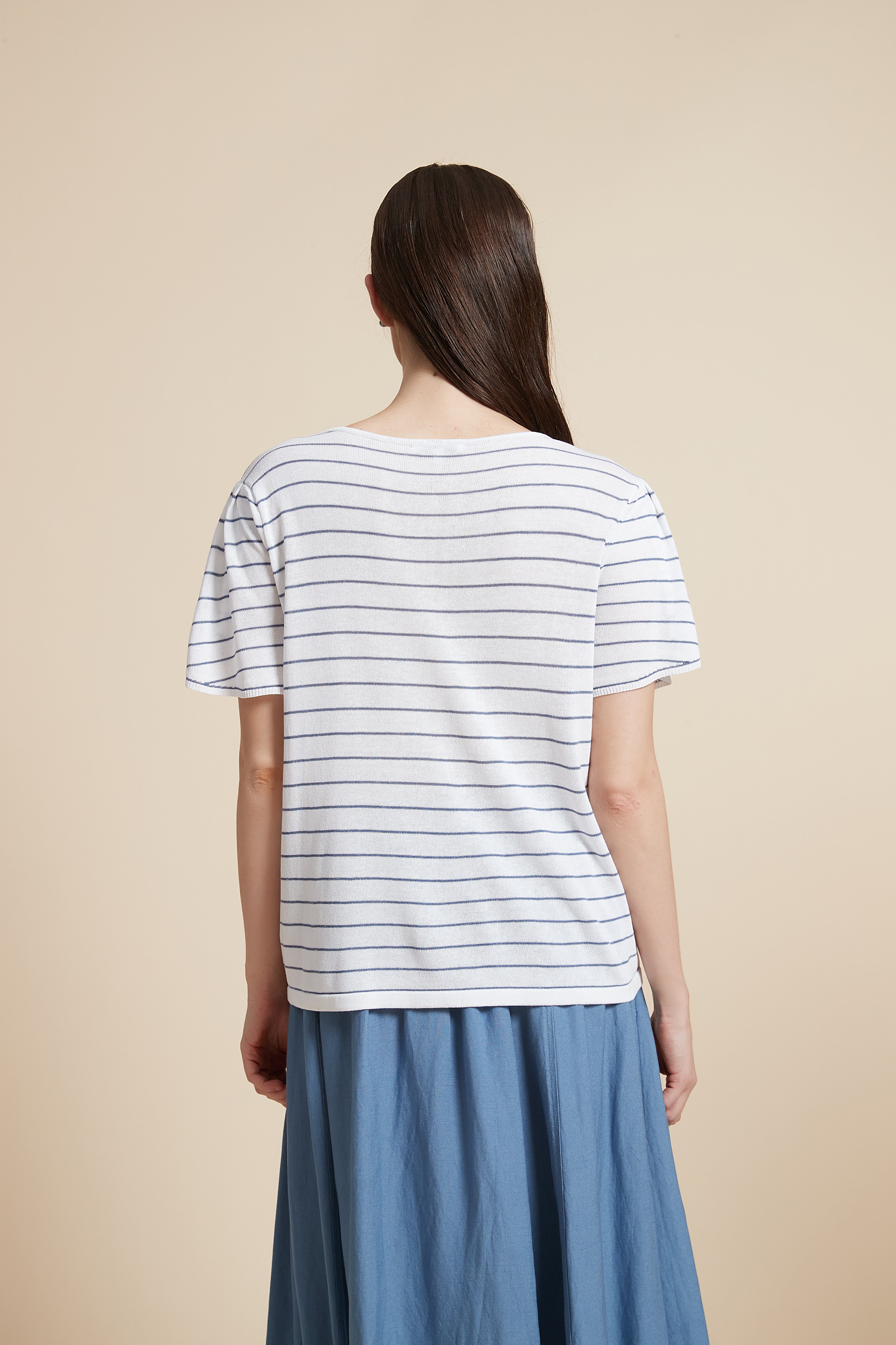 Striped Short Sleeve Blouse