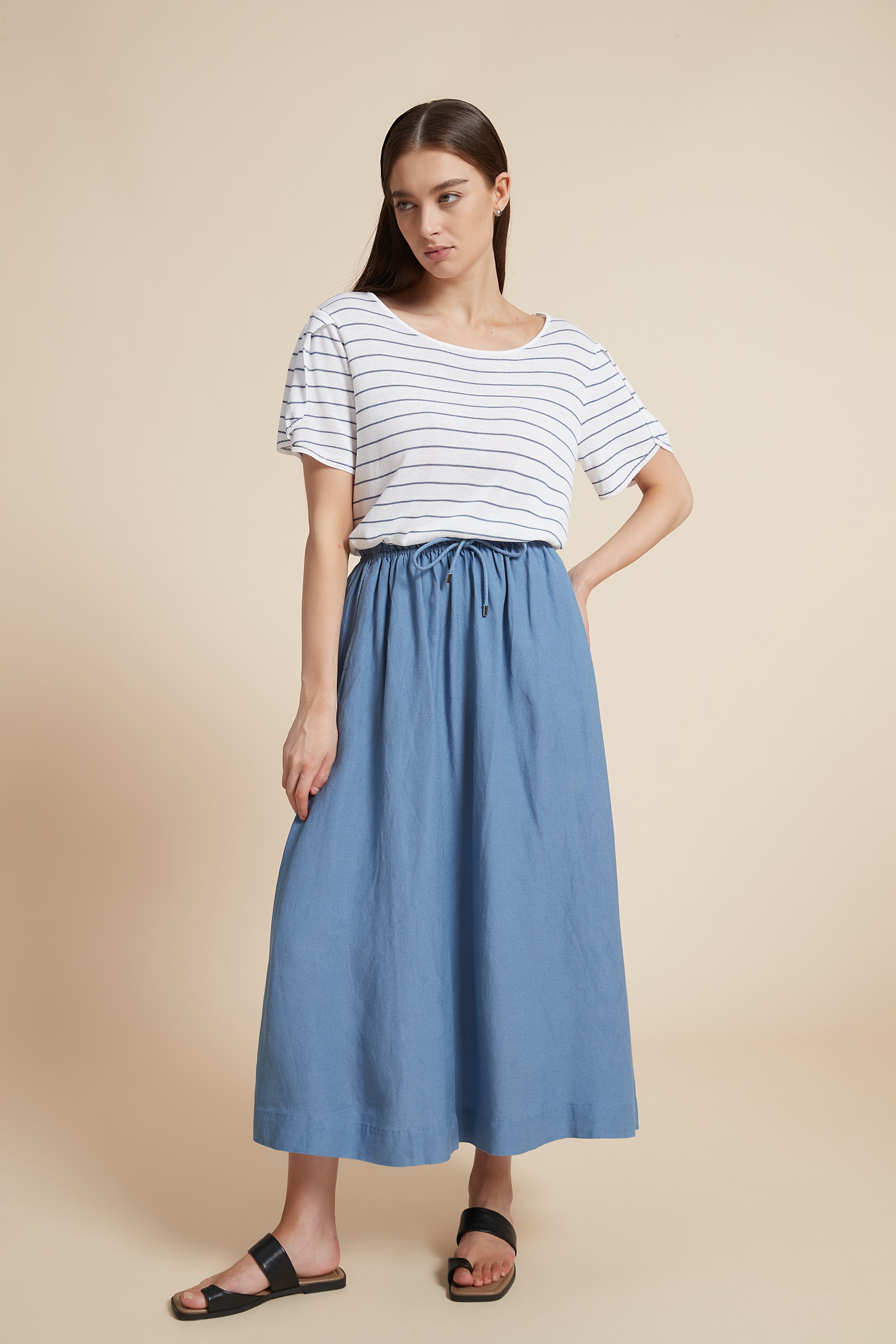 Striped Short Sleeve Blouse