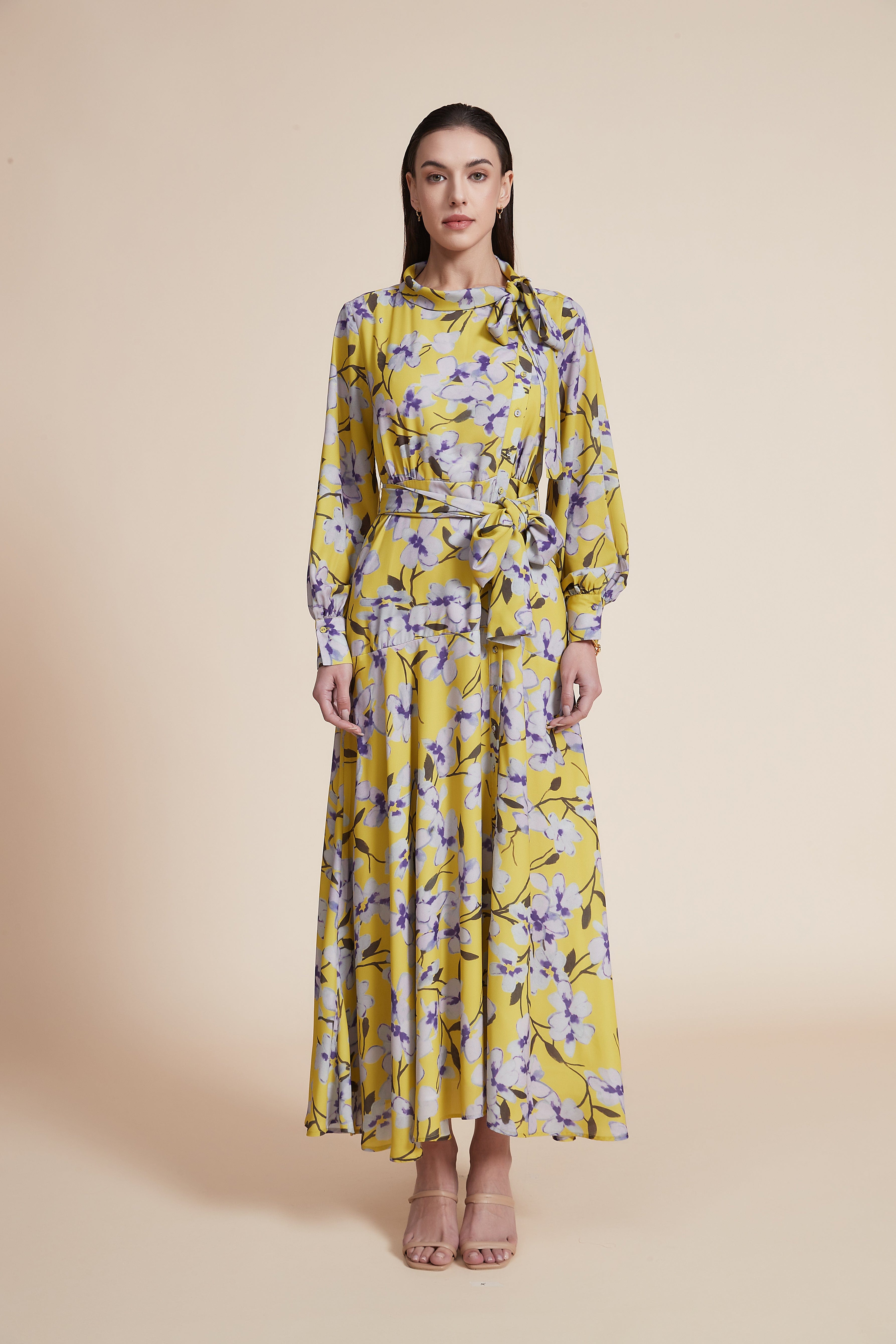 Long Floral Dress with Long Sleeves