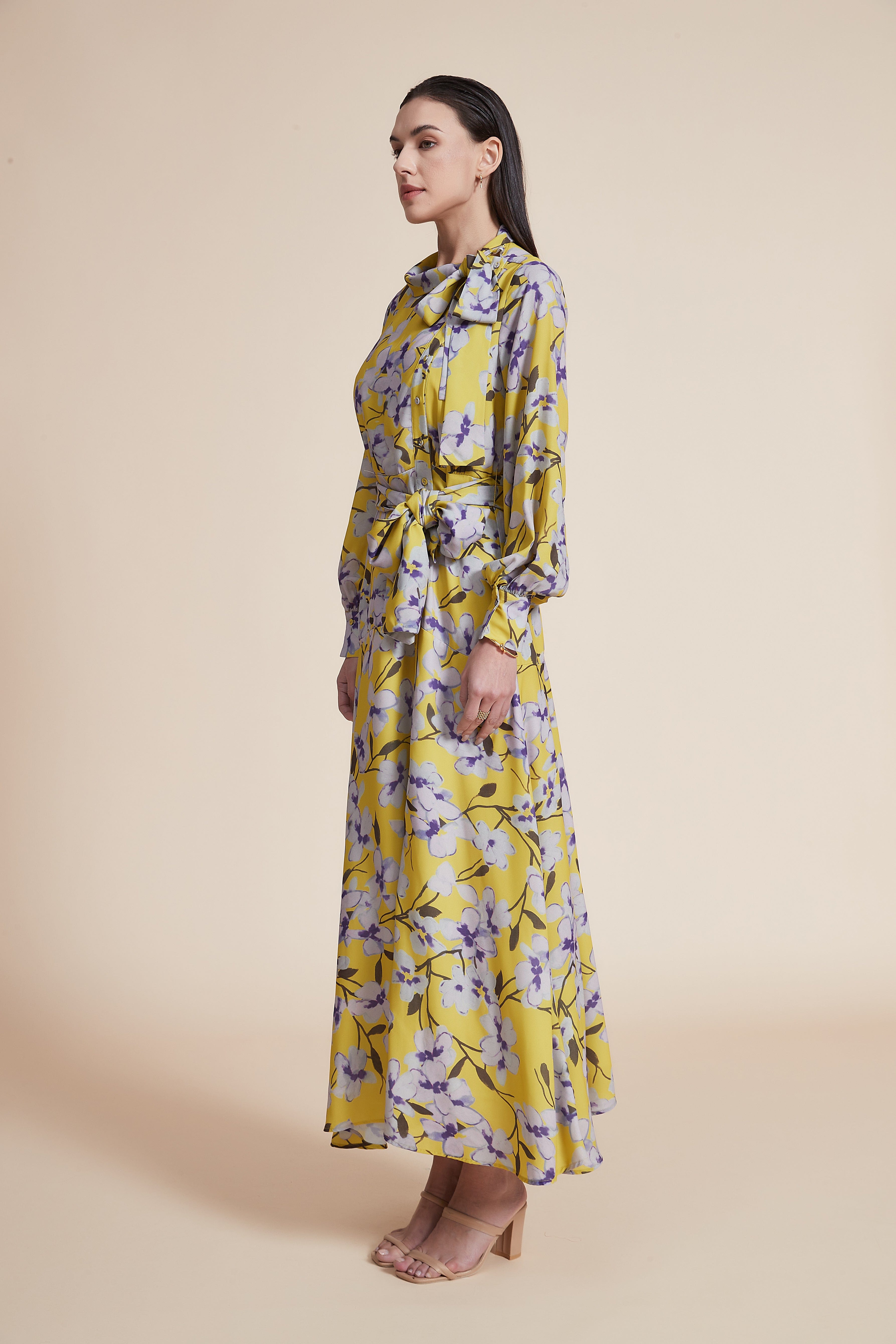 Long Floral Dress with Long Sleeves