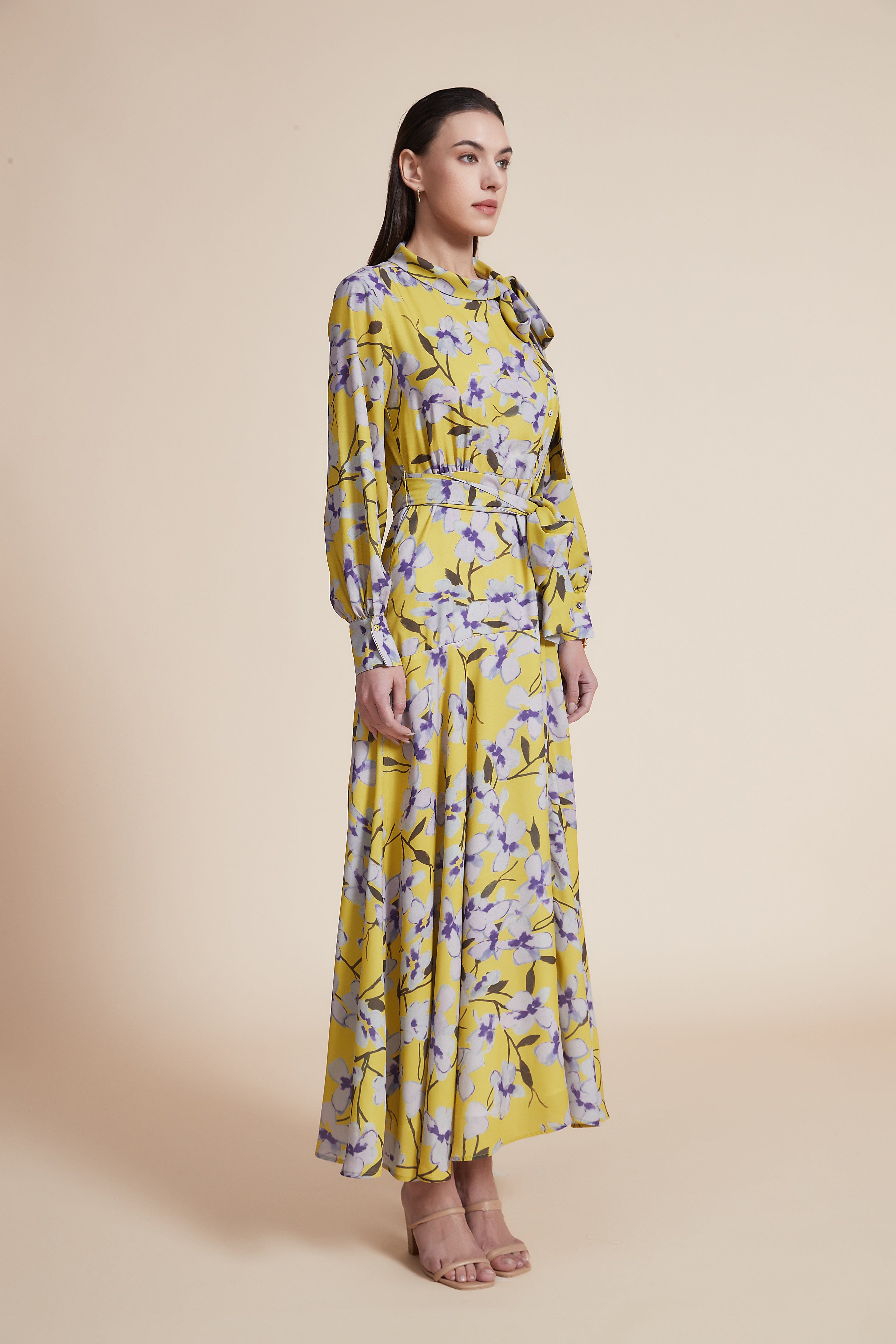 Long Floral Dress with Long Sleeves