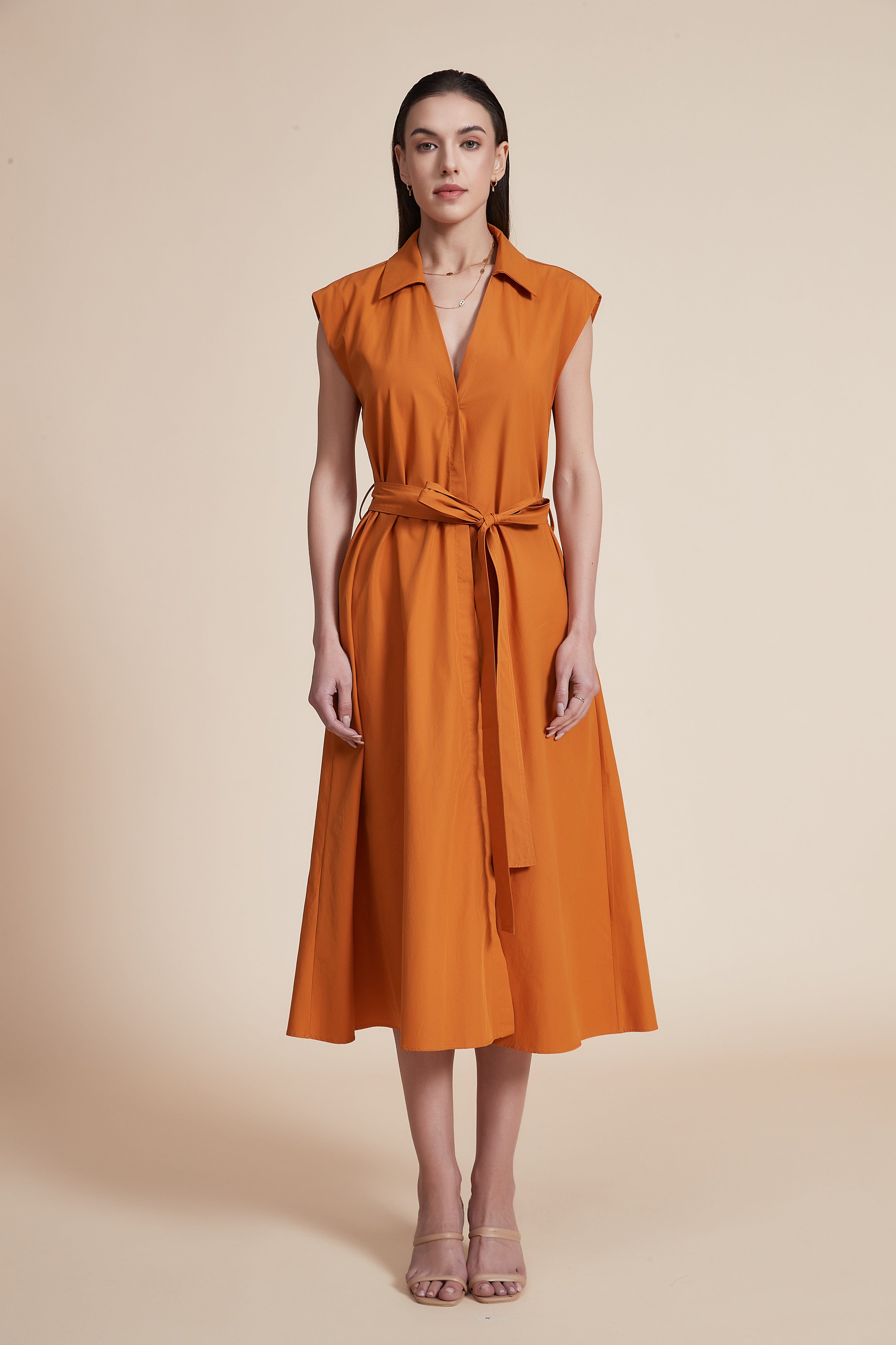 Sleeveless Wide-Cut Midi Dress