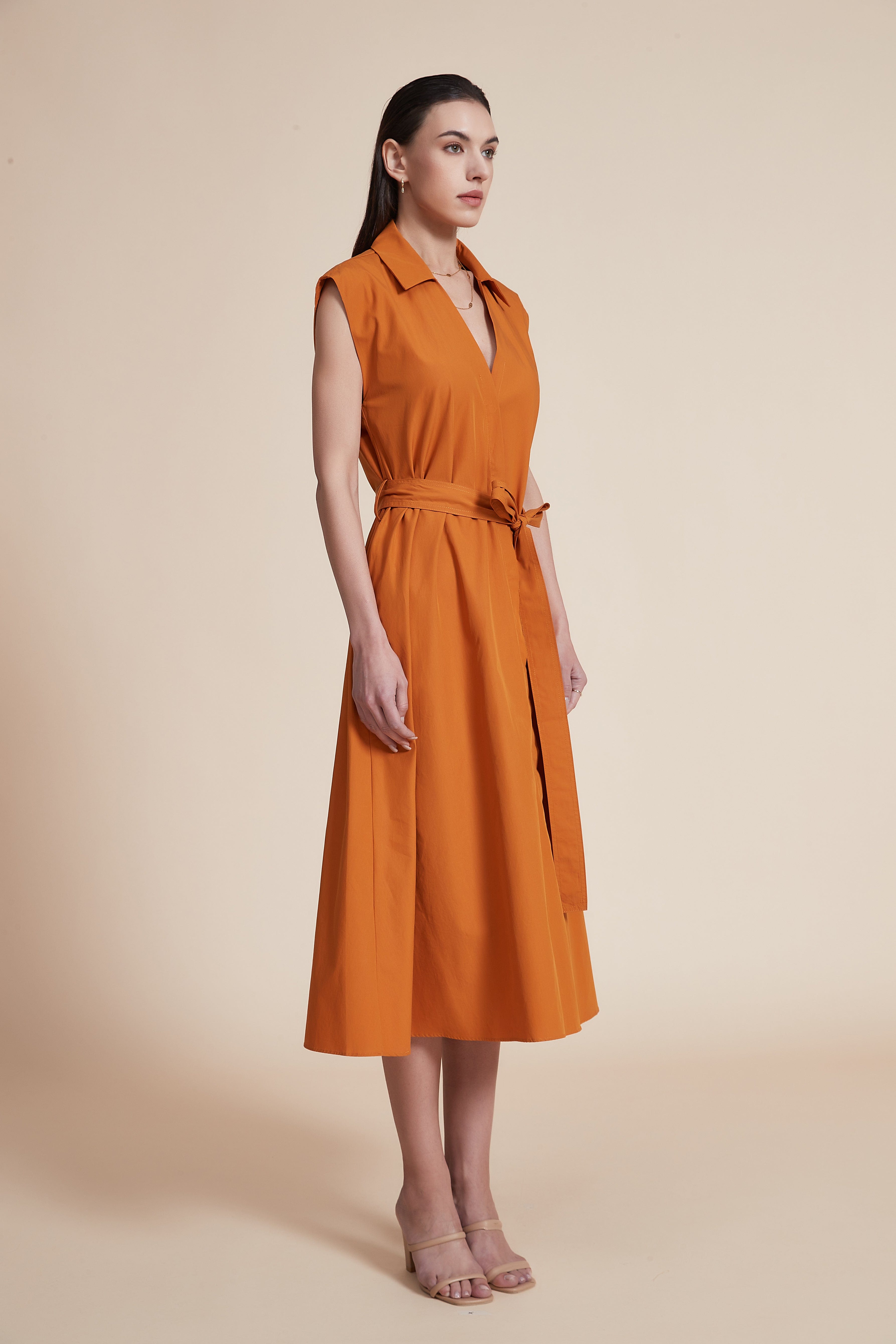 Sleeveless Wide-Cut Midi Dress