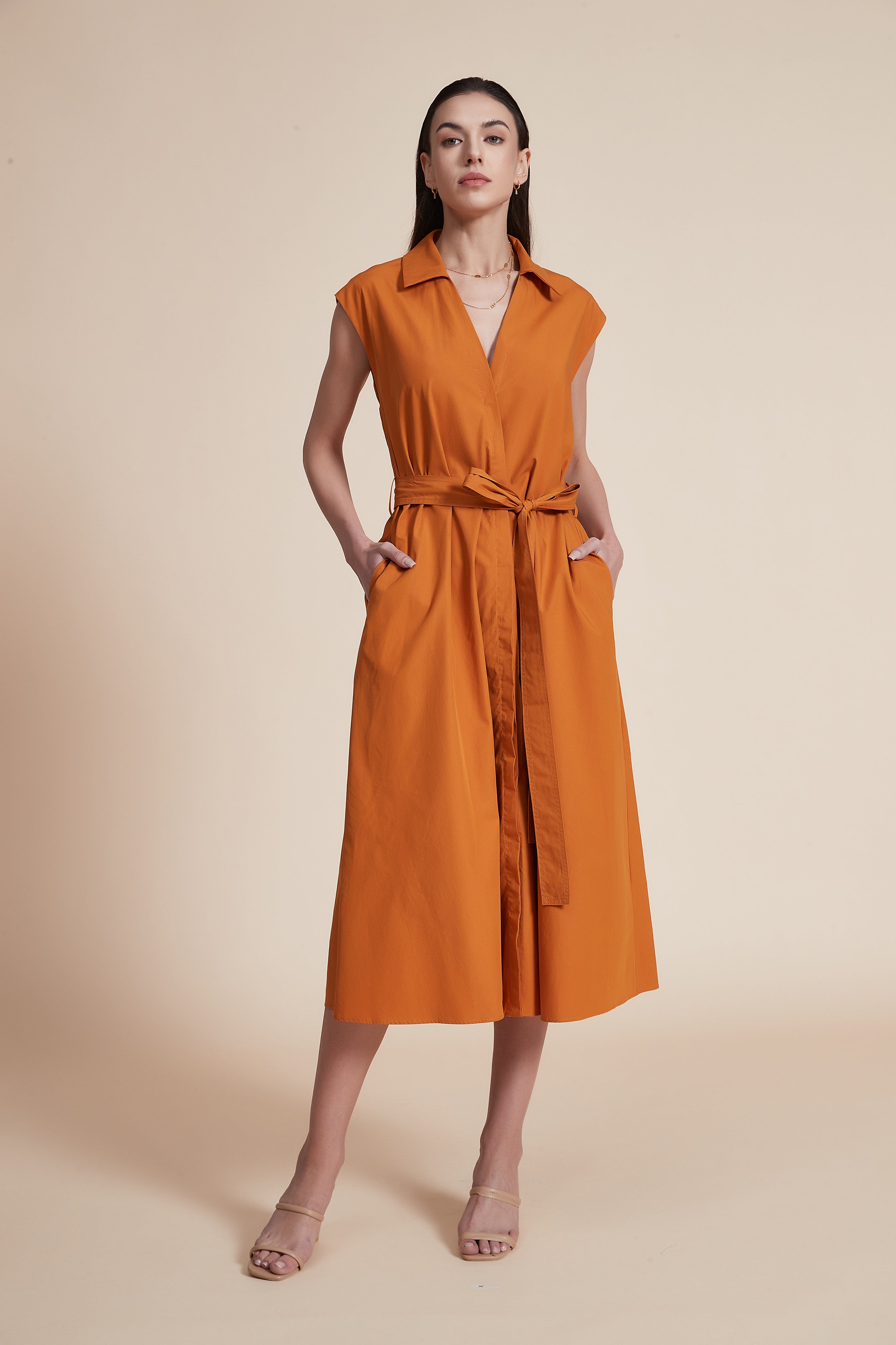 Sleeveless Wide-Cut Midi Dress