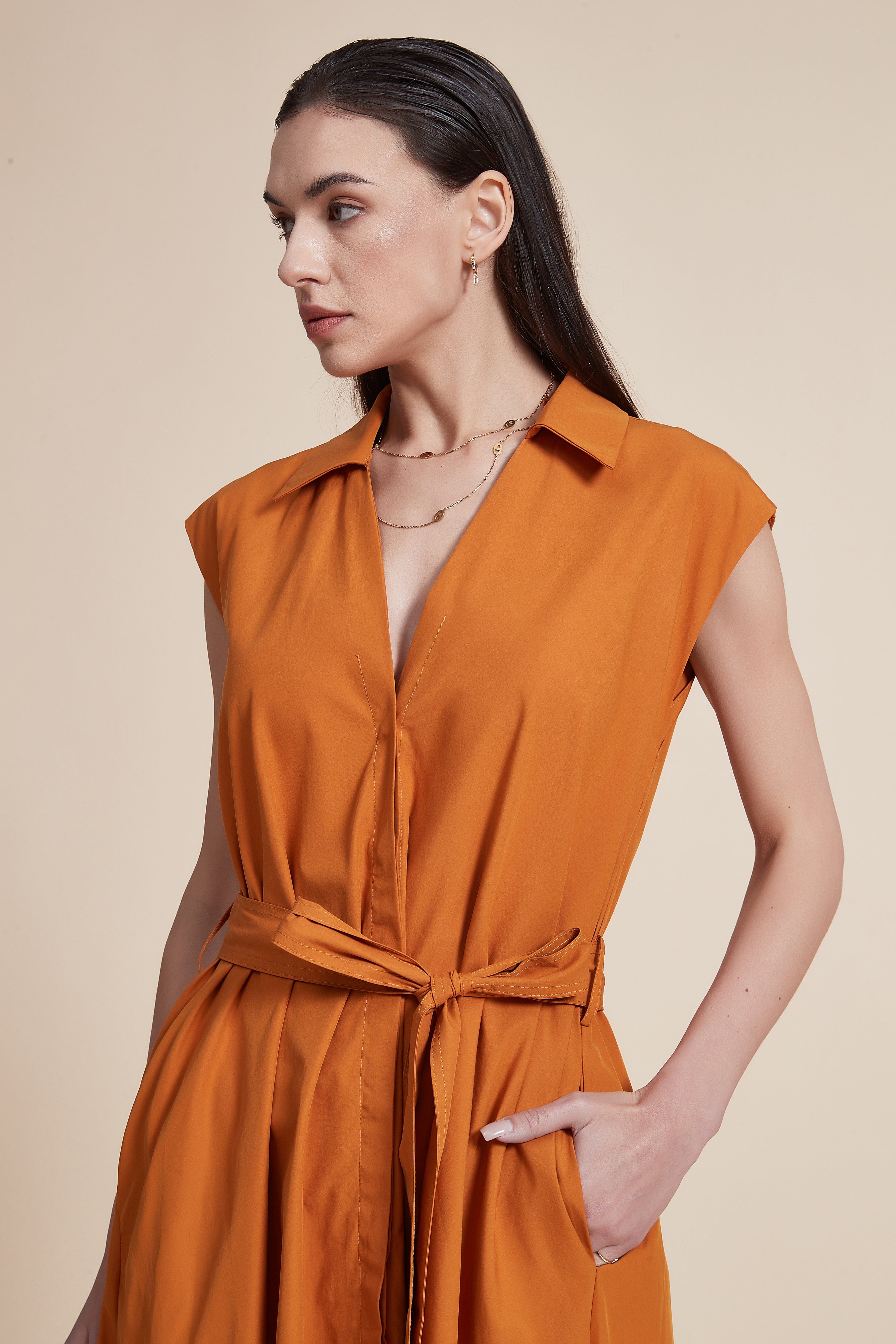 Sleeveless Wide-Cut Midi Dress