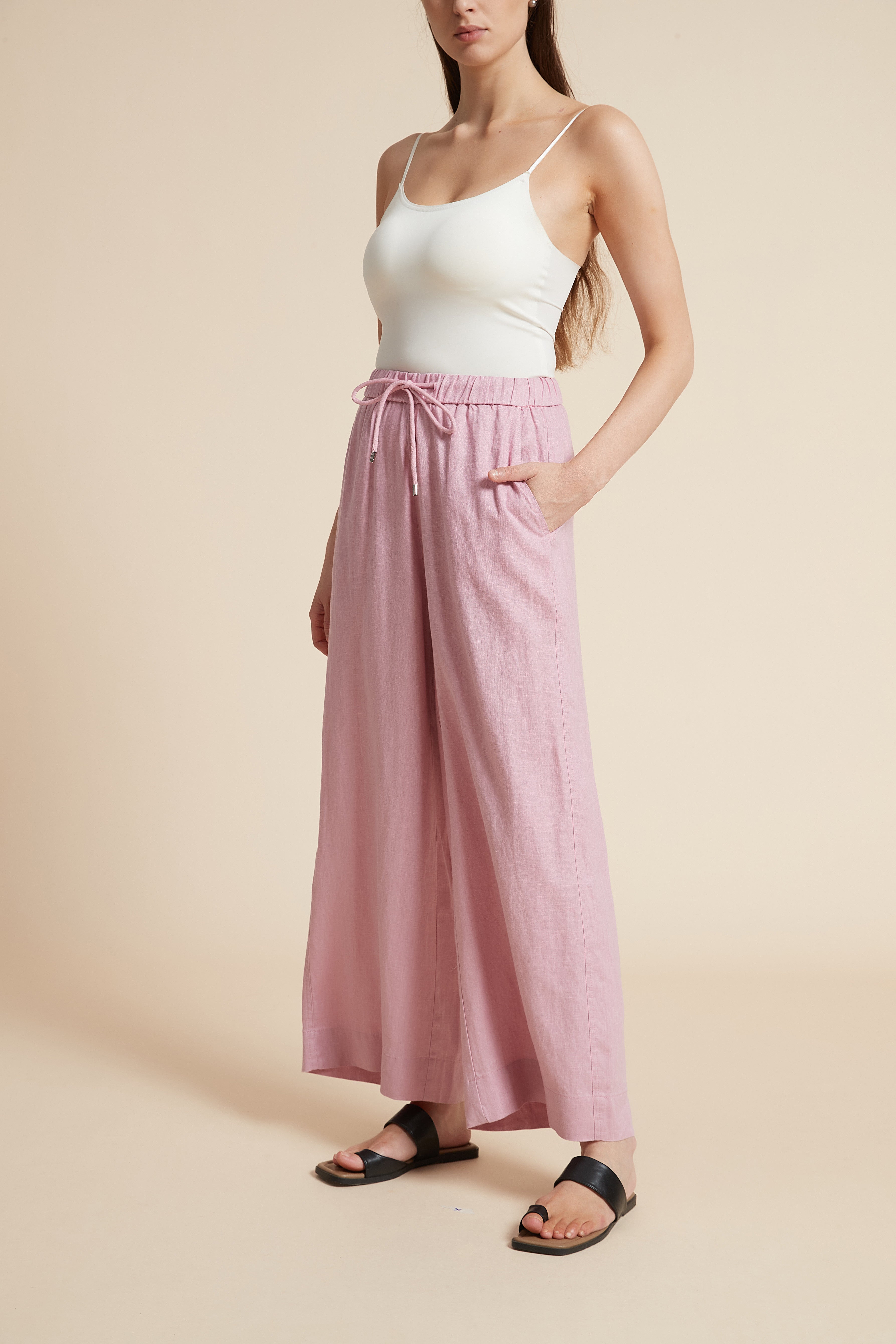 Plain Long Pants with Wide Legs