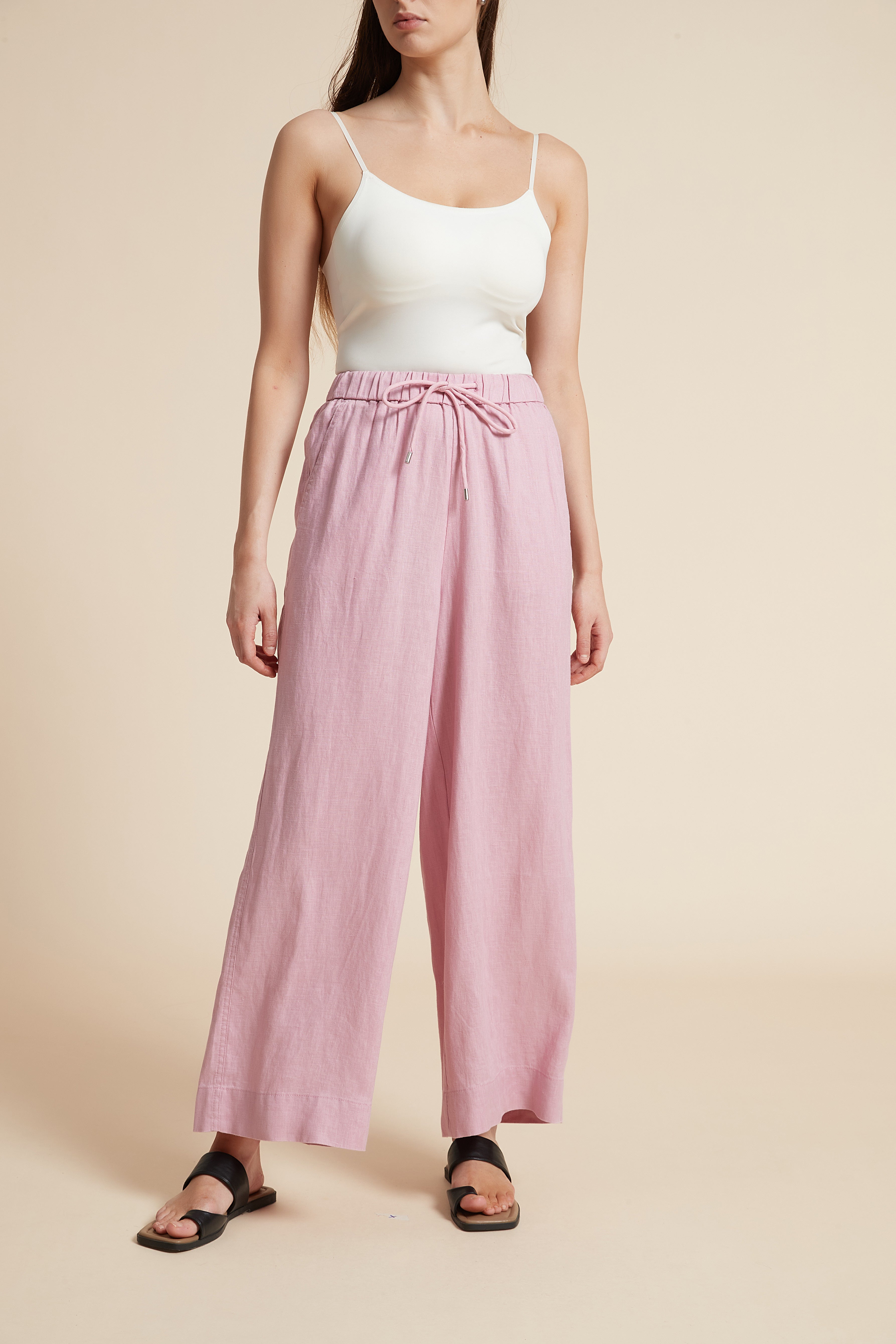 Plain Long Pants with Wide Legs