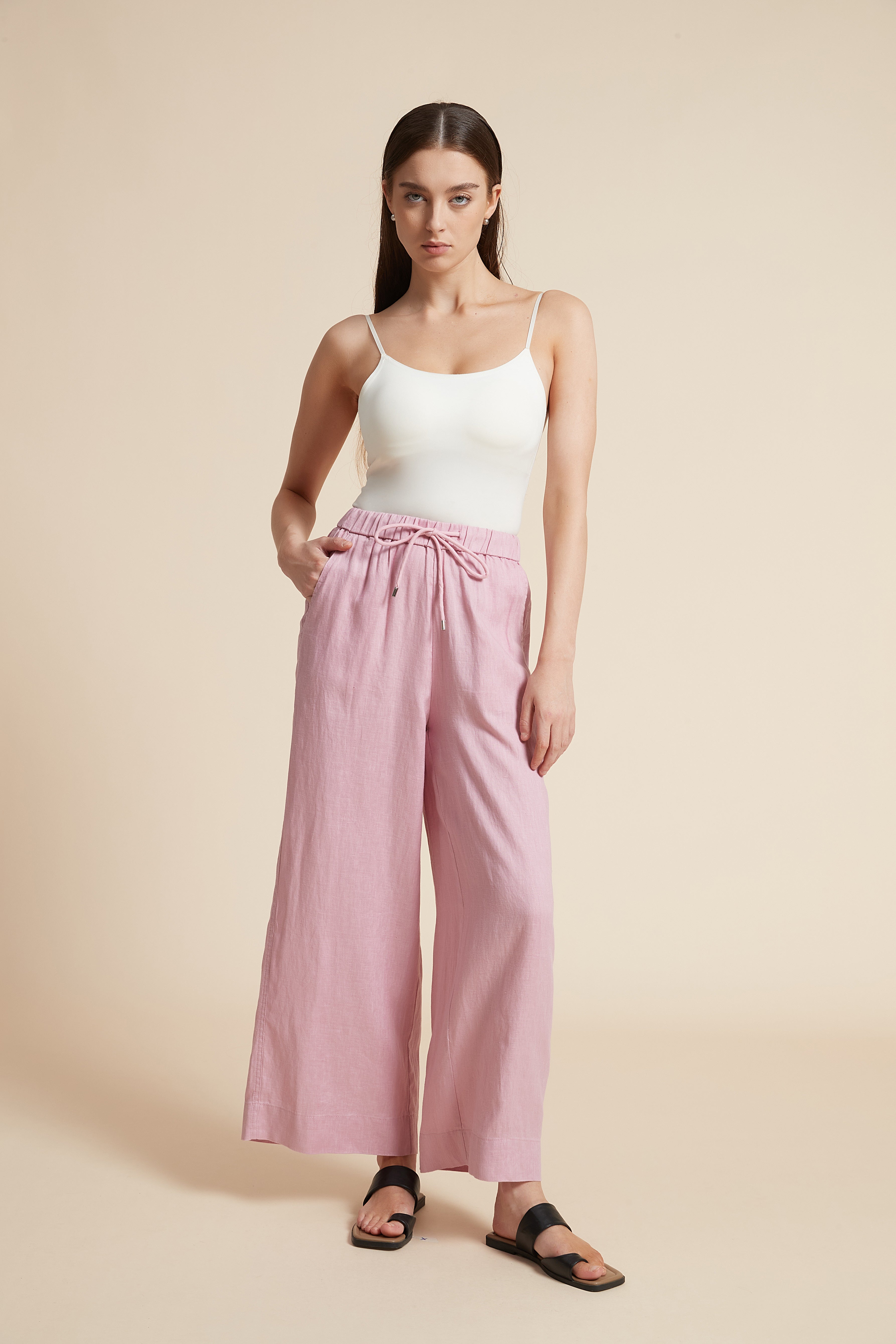 Plain Long Pants with Wide Legs