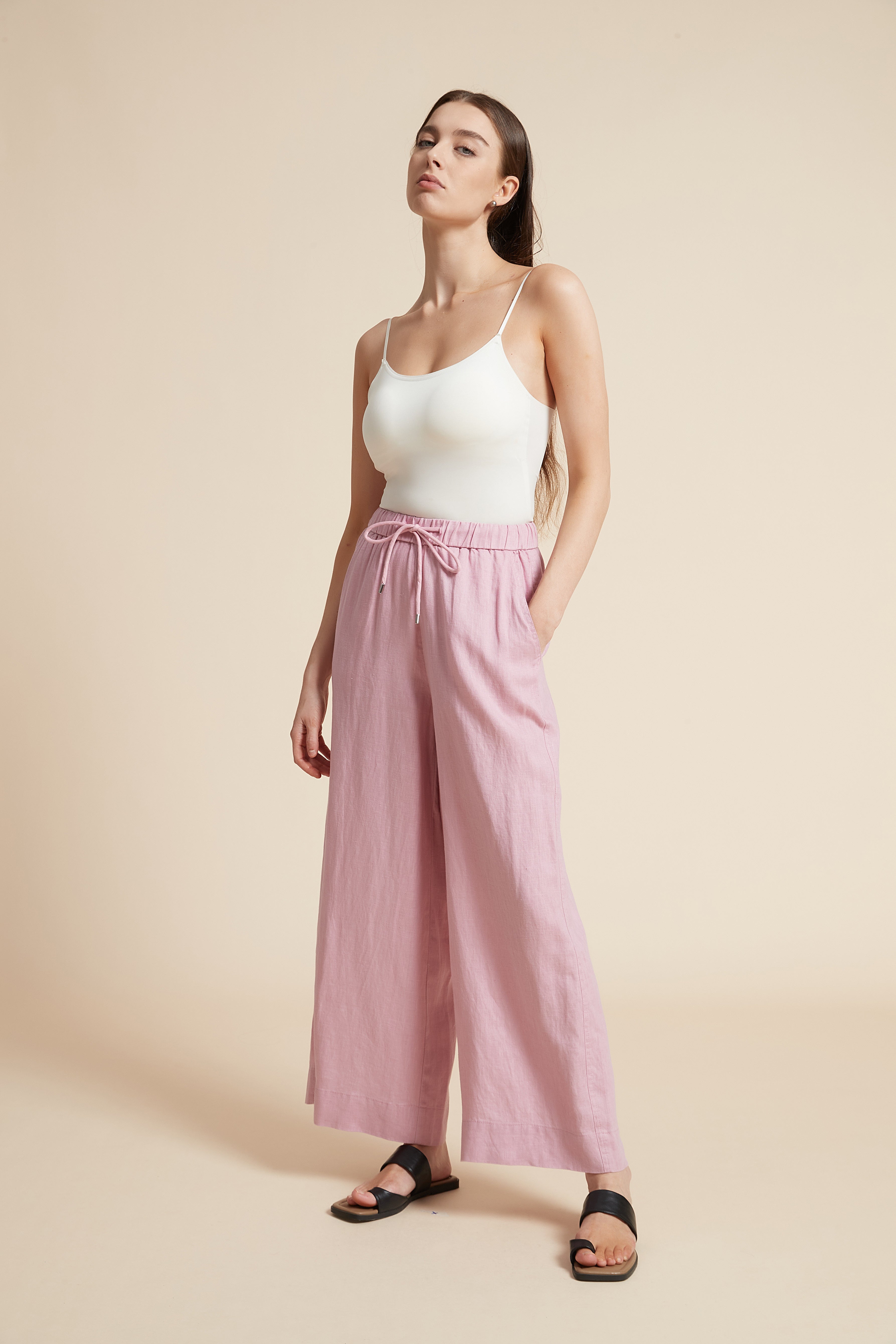 Plain Long Pants with Wide Legs