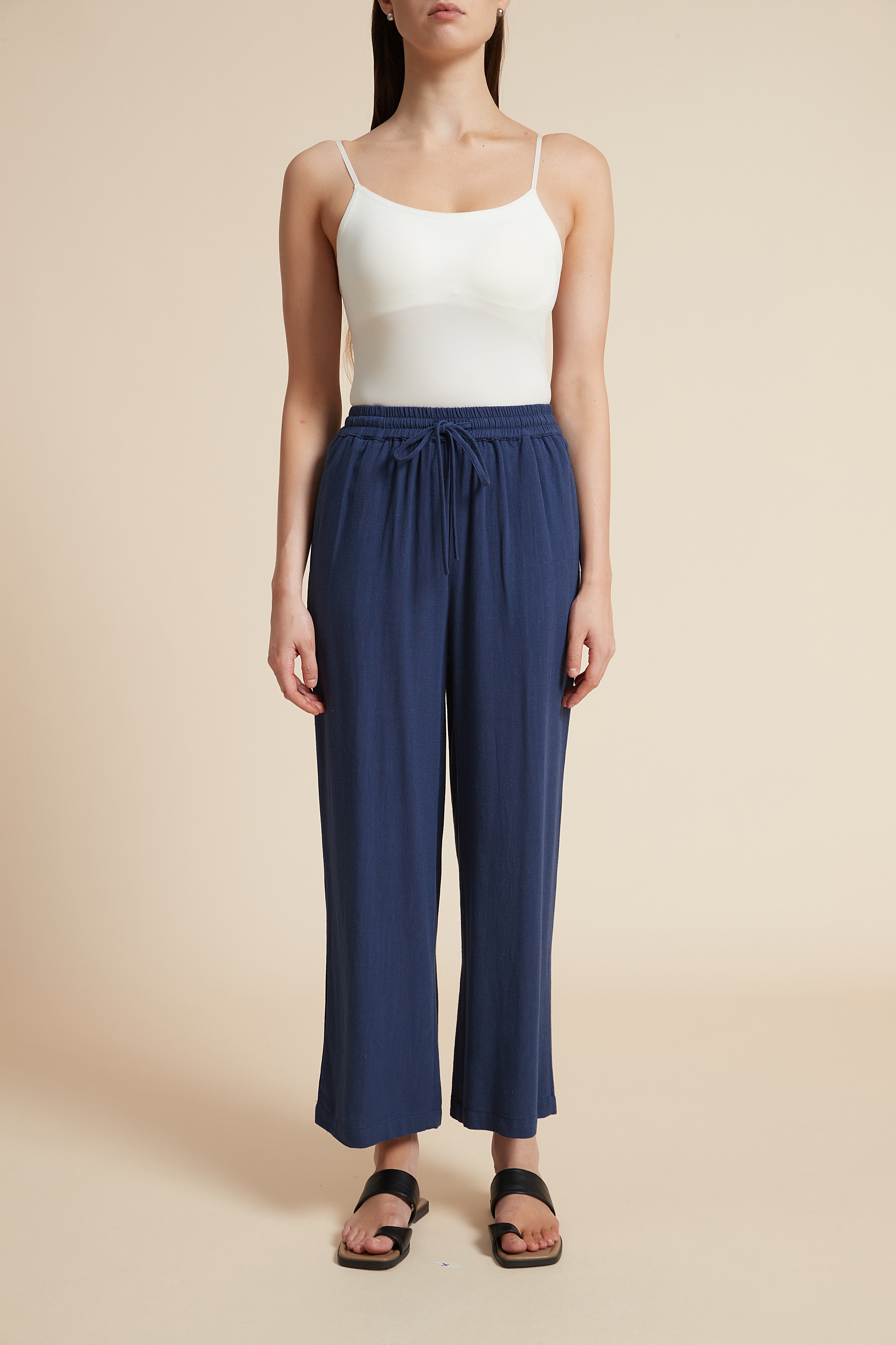 Wide-Leg Drawstring Pants