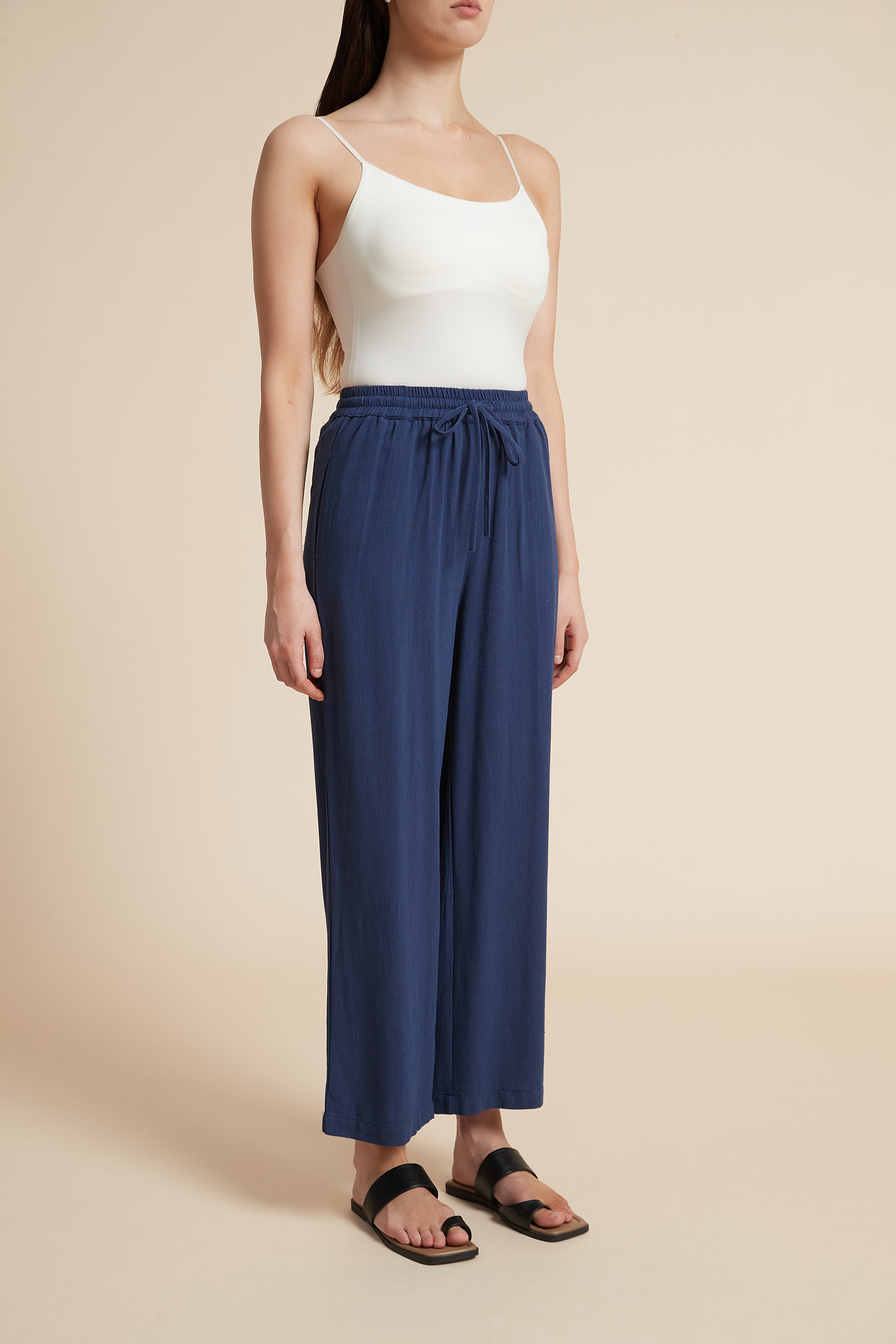 Wide-Leg Drawstring Pants