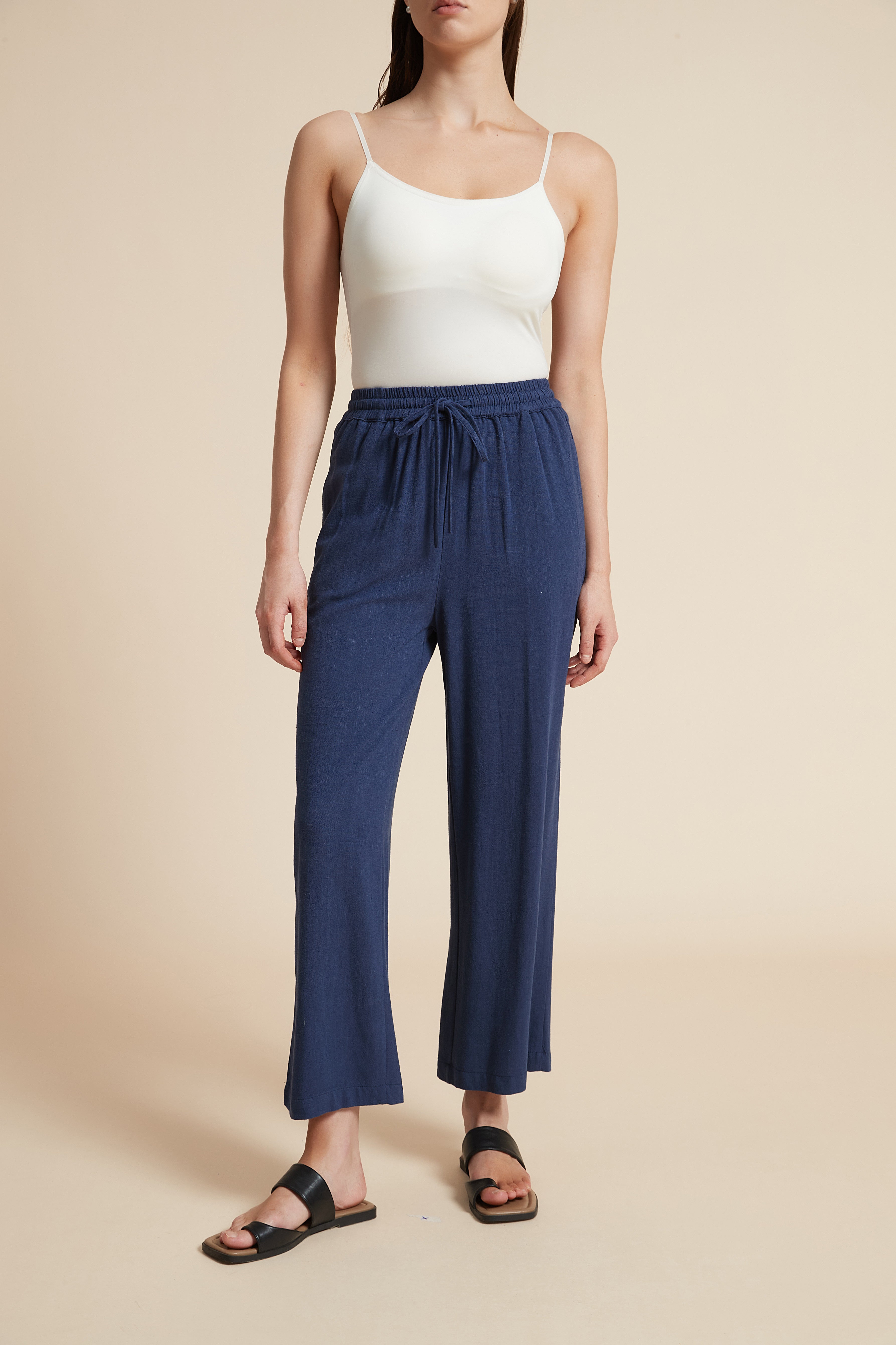 Wide-Leg Drawstring Pants