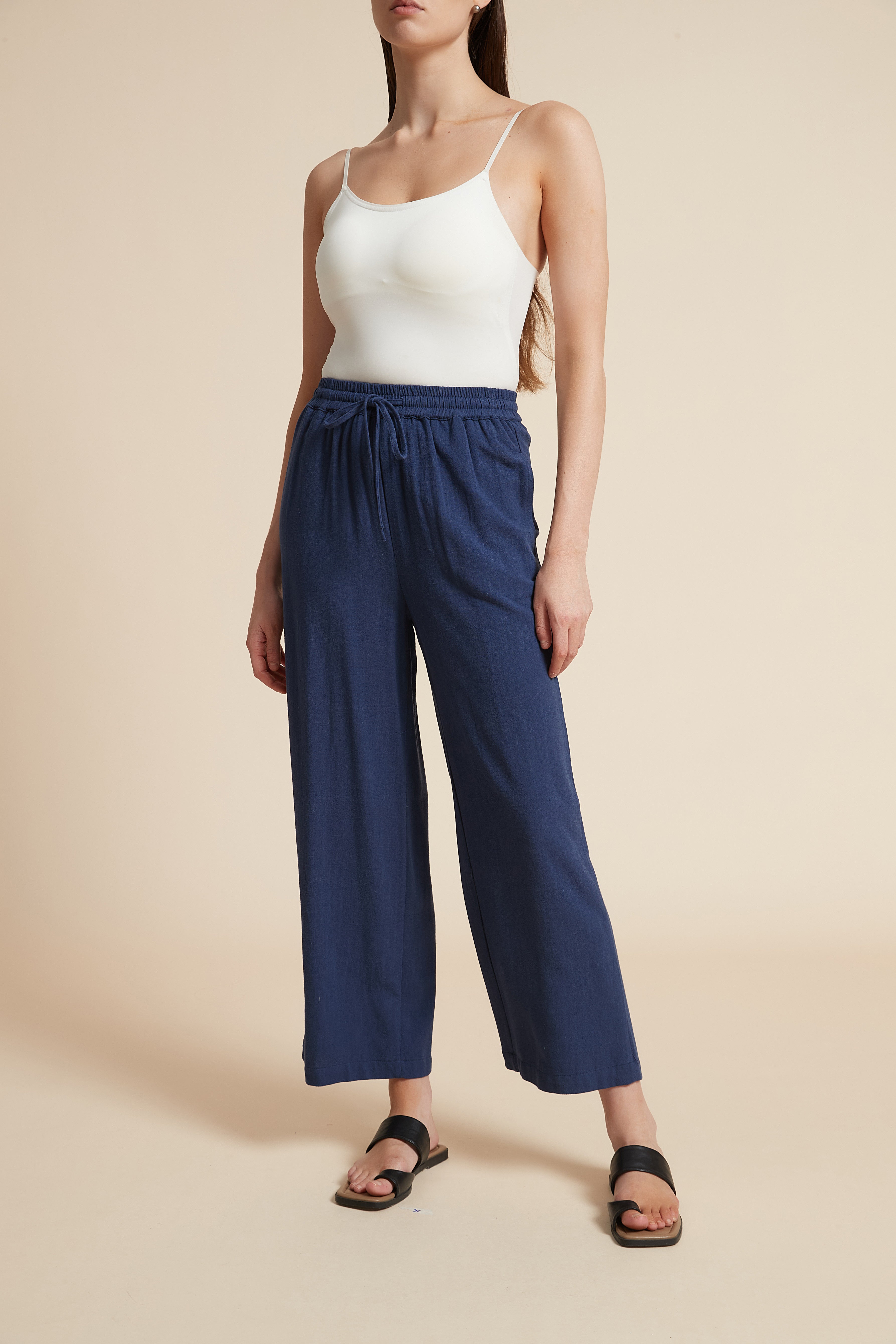 Wide-Leg Drawstring Pants