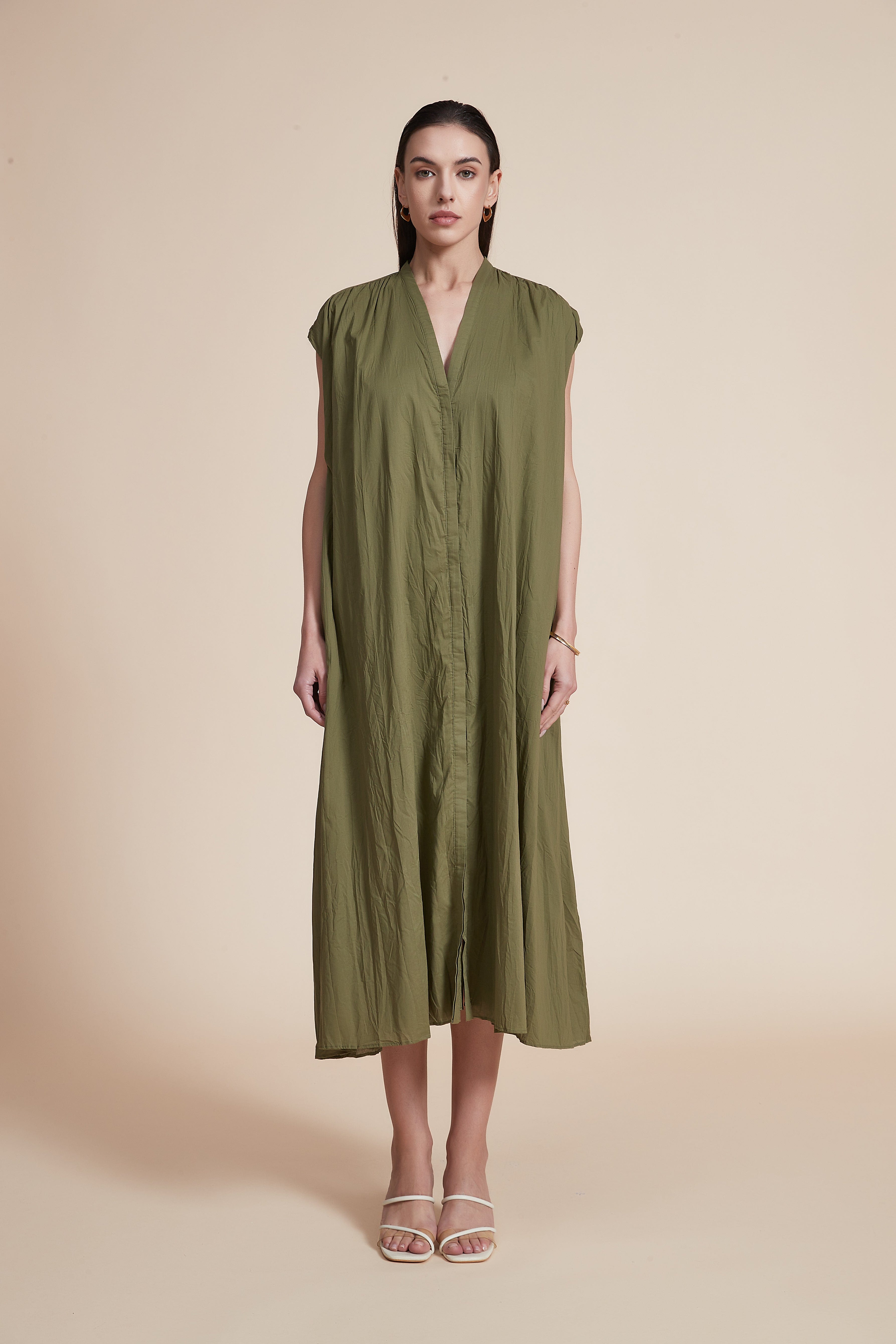 Sleeveless V-Neck Loose Midi Dress