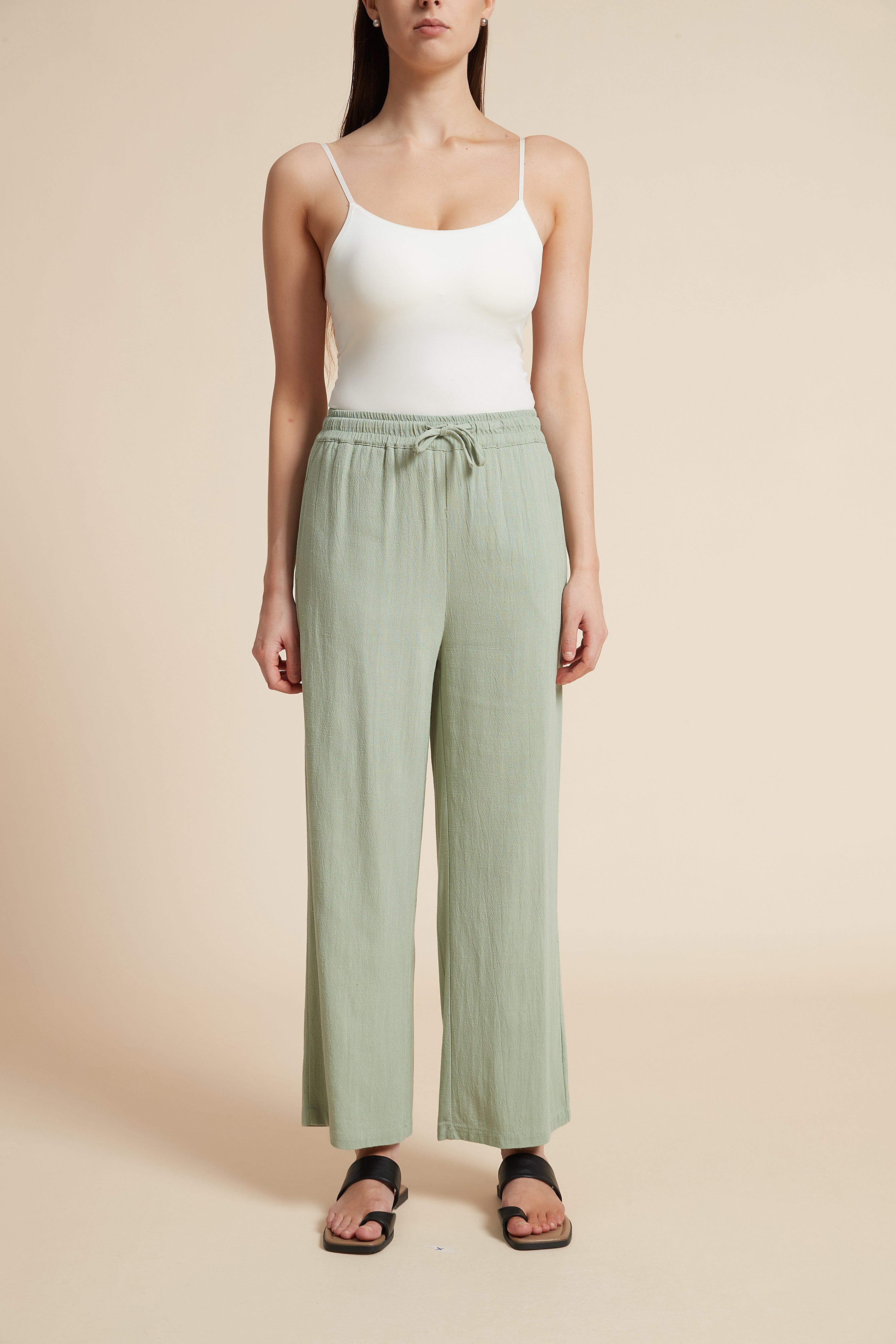 Wide-Leg Drawstring Pants