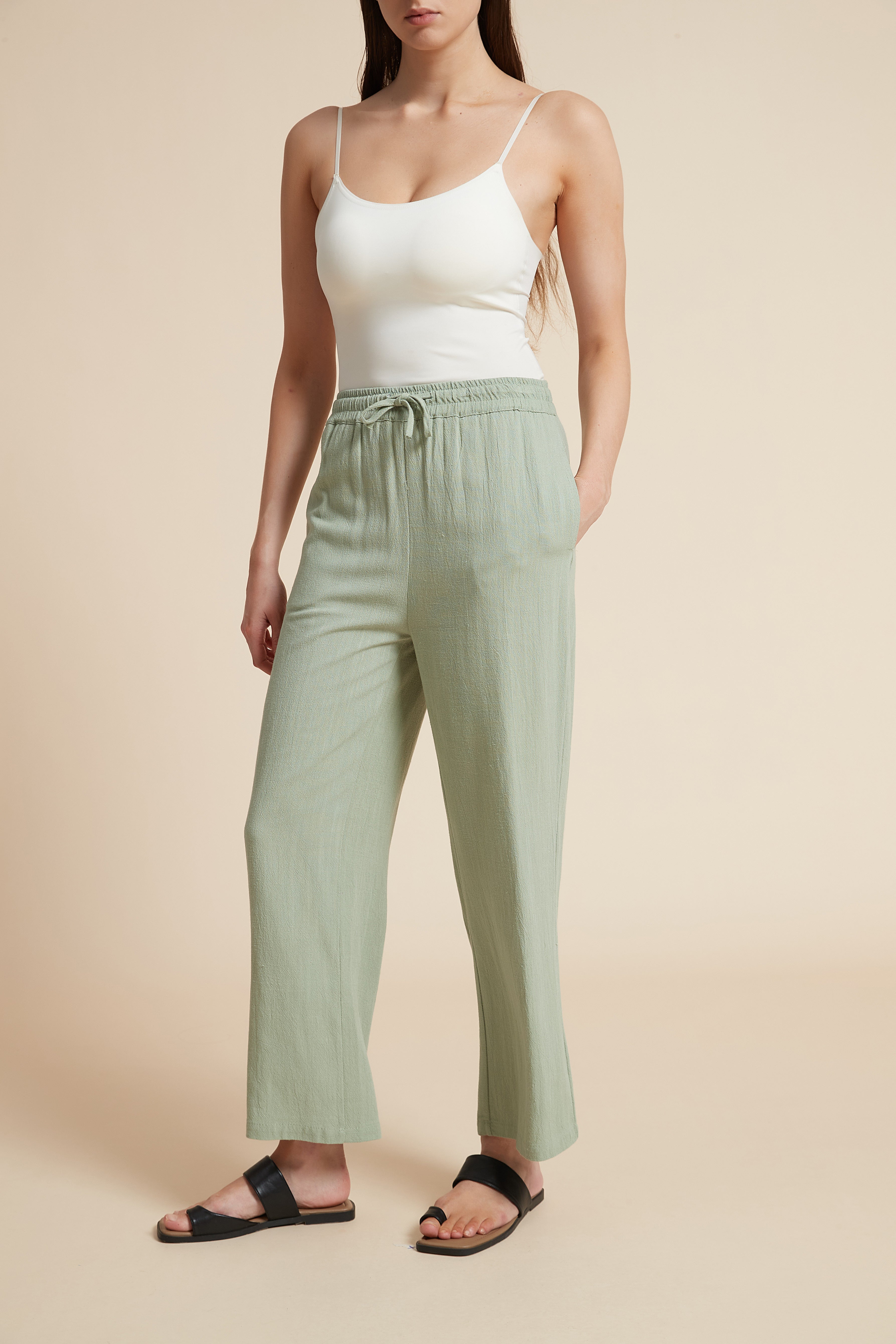Wide-Leg Drawstring Pants
