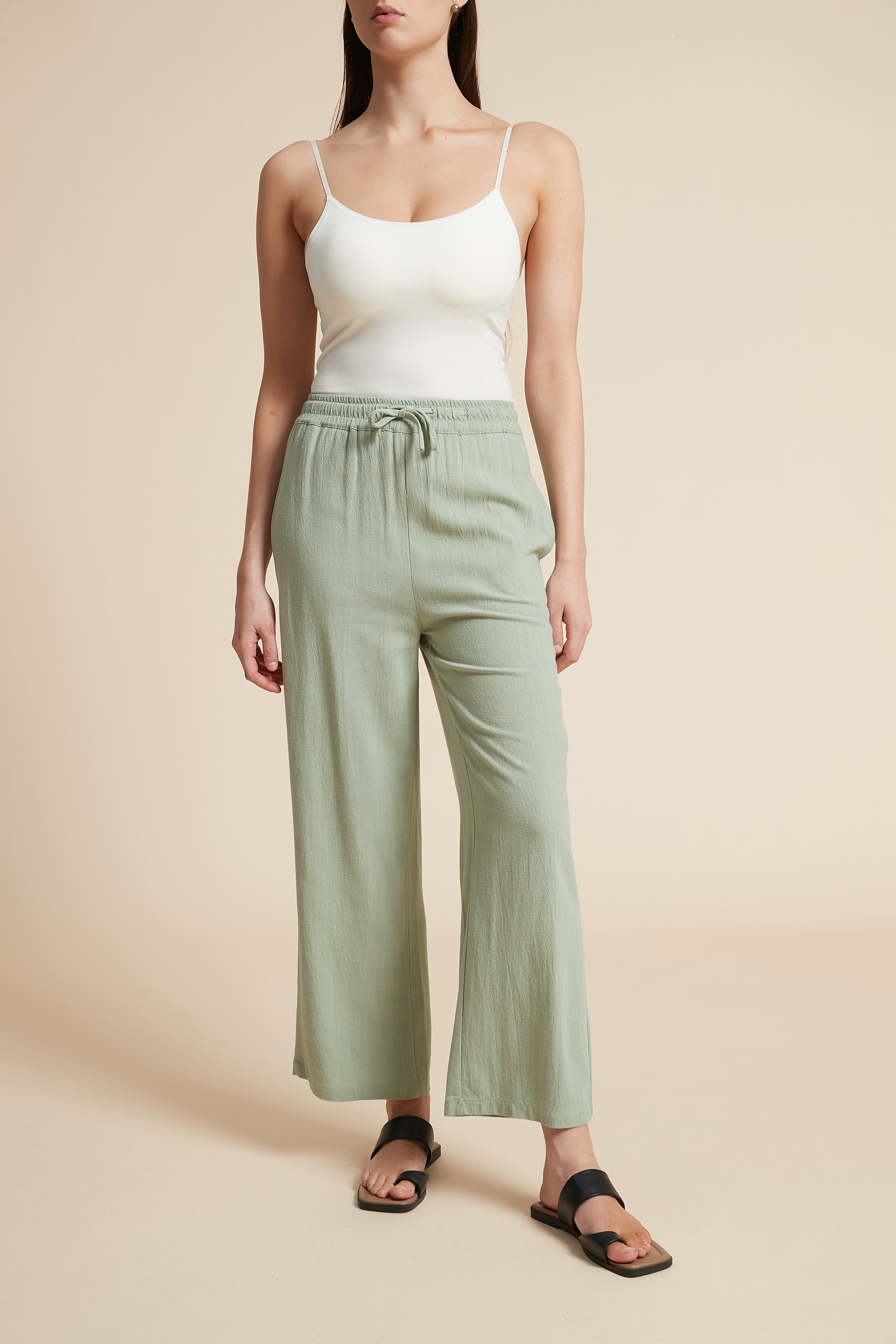 Wide-Leg Drawstring Pants