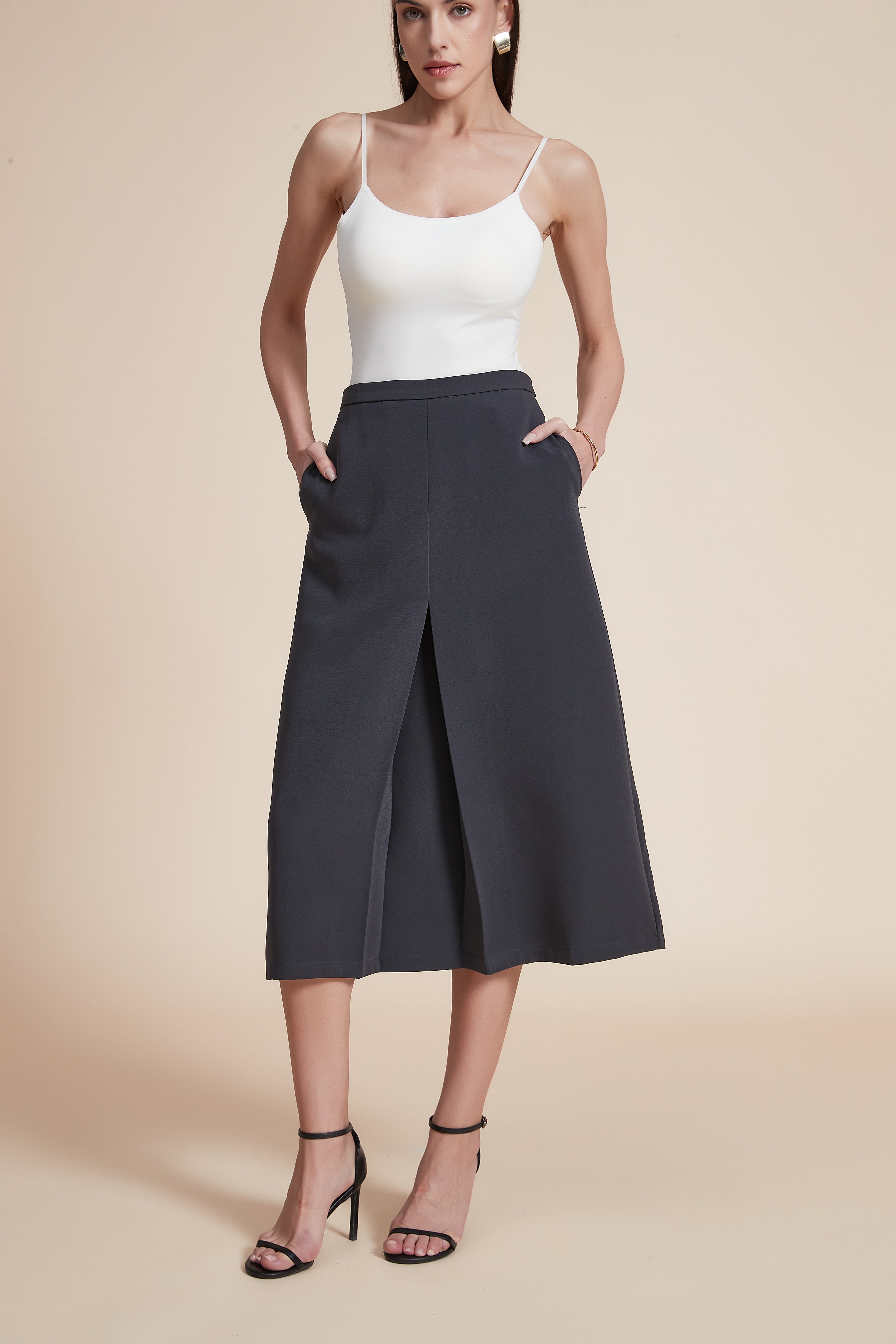 Midi Skirt with Front Slit