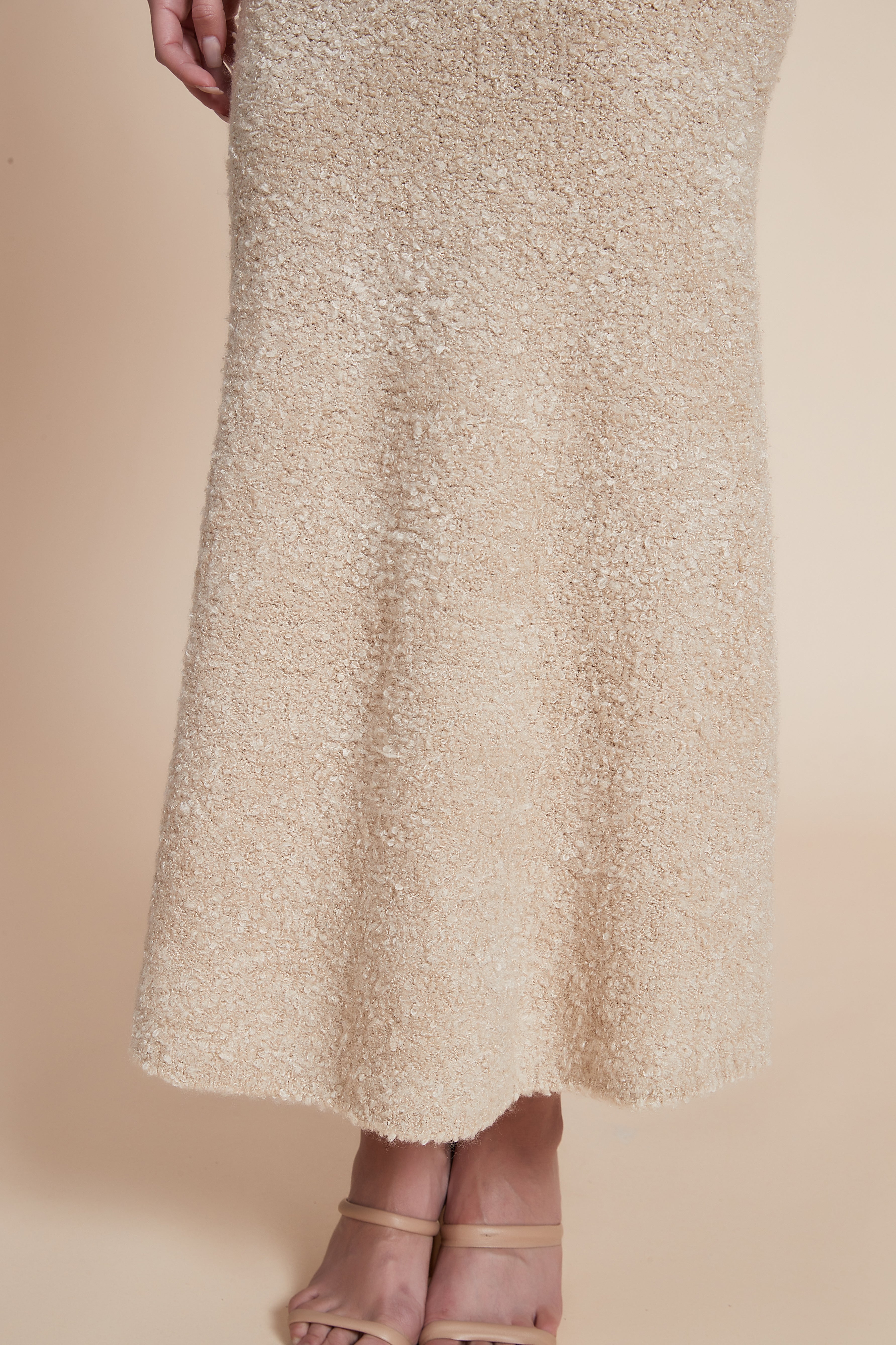 High-Waisted Midi Plain Skirt