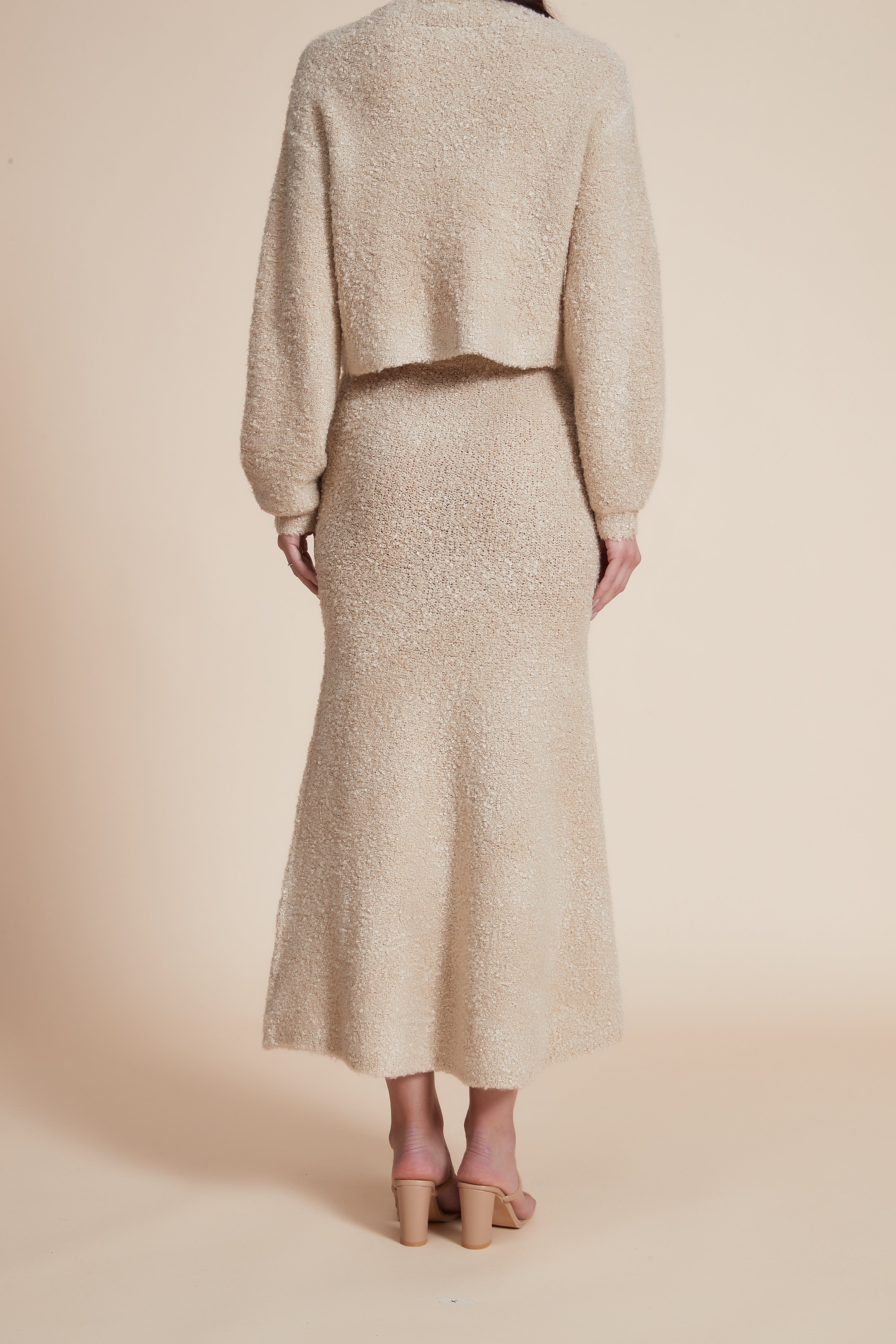 High-Waisted Midi Plain Skirt