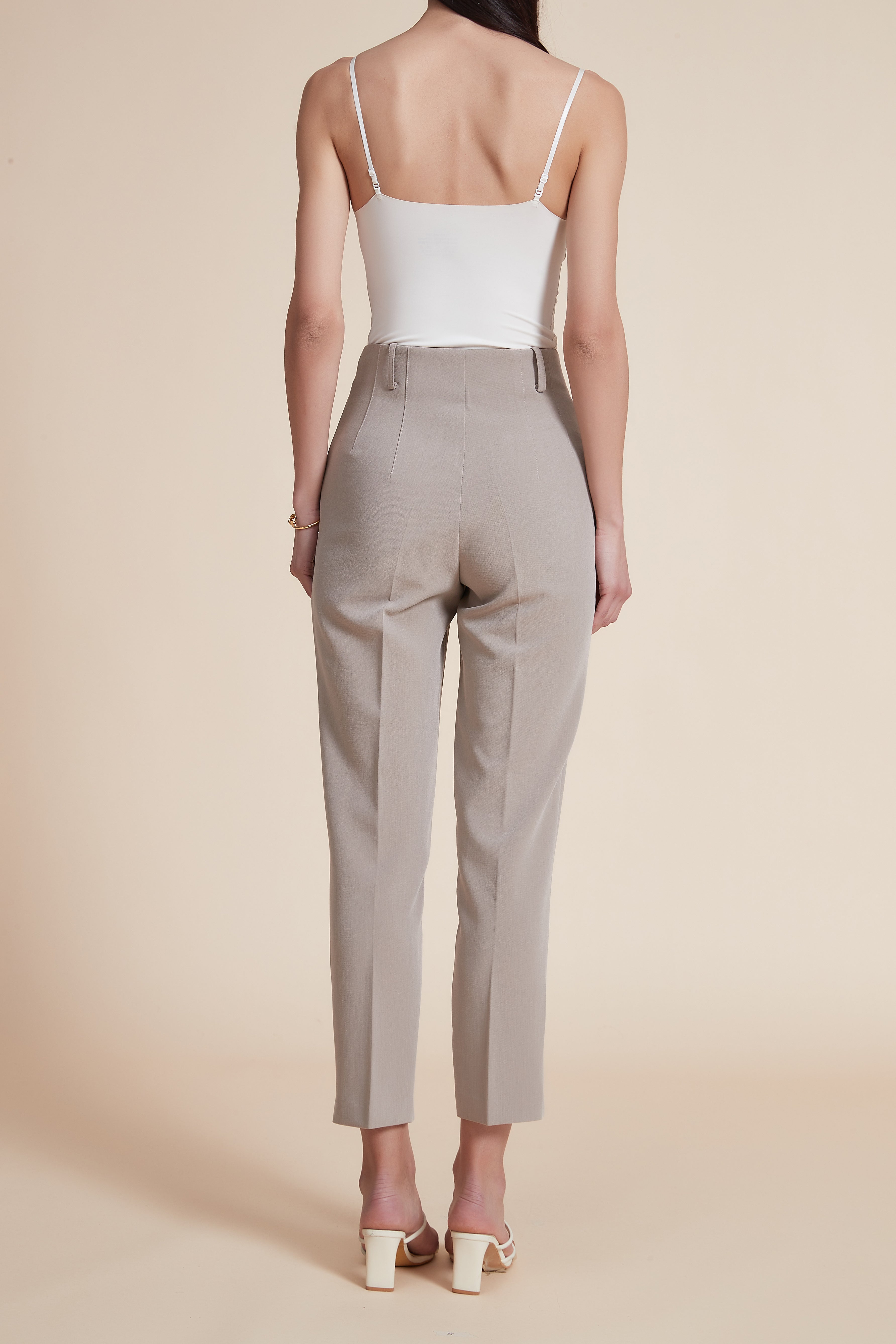 Plain Front Midi Pants