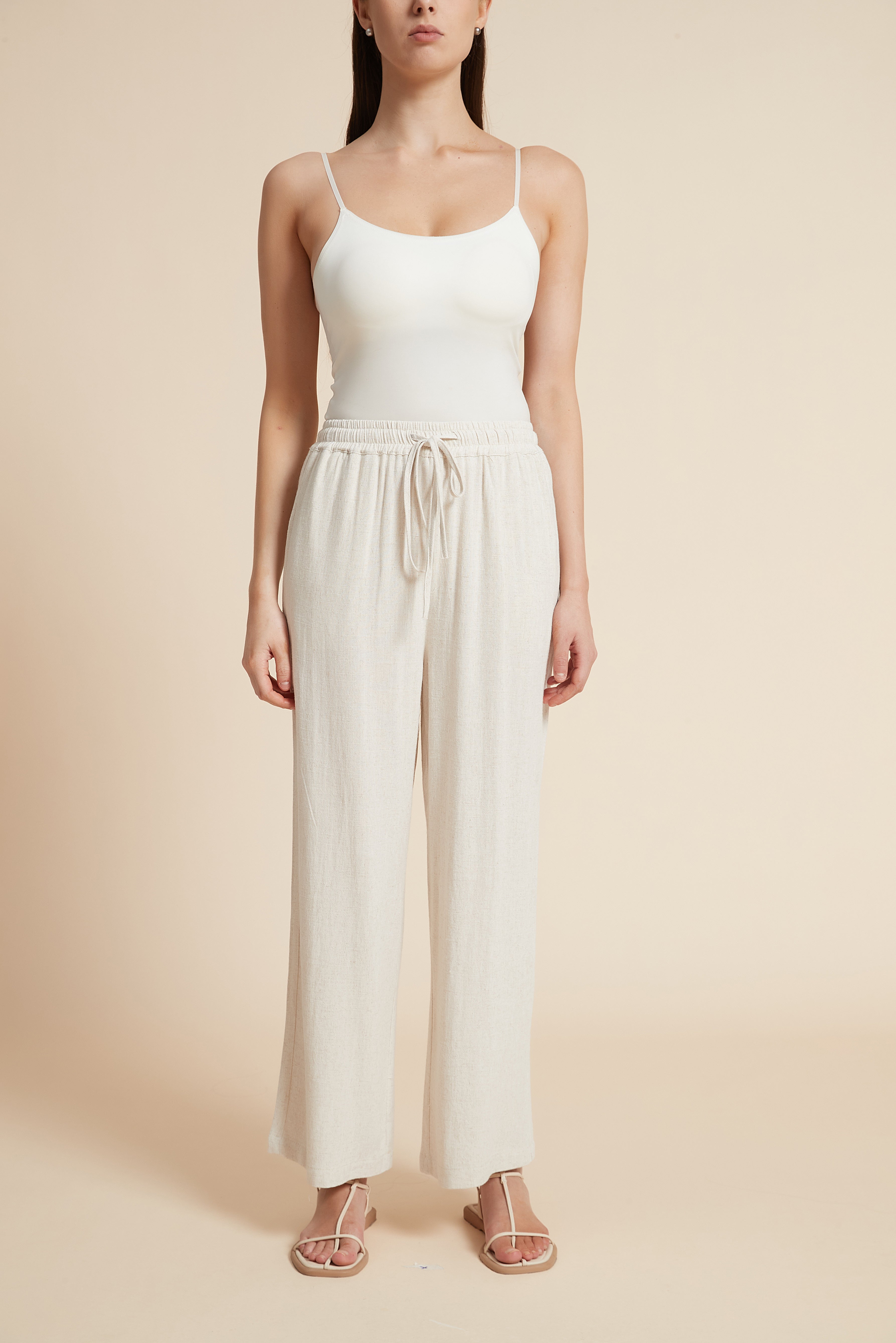 Wide-Leg Drawstring Pants