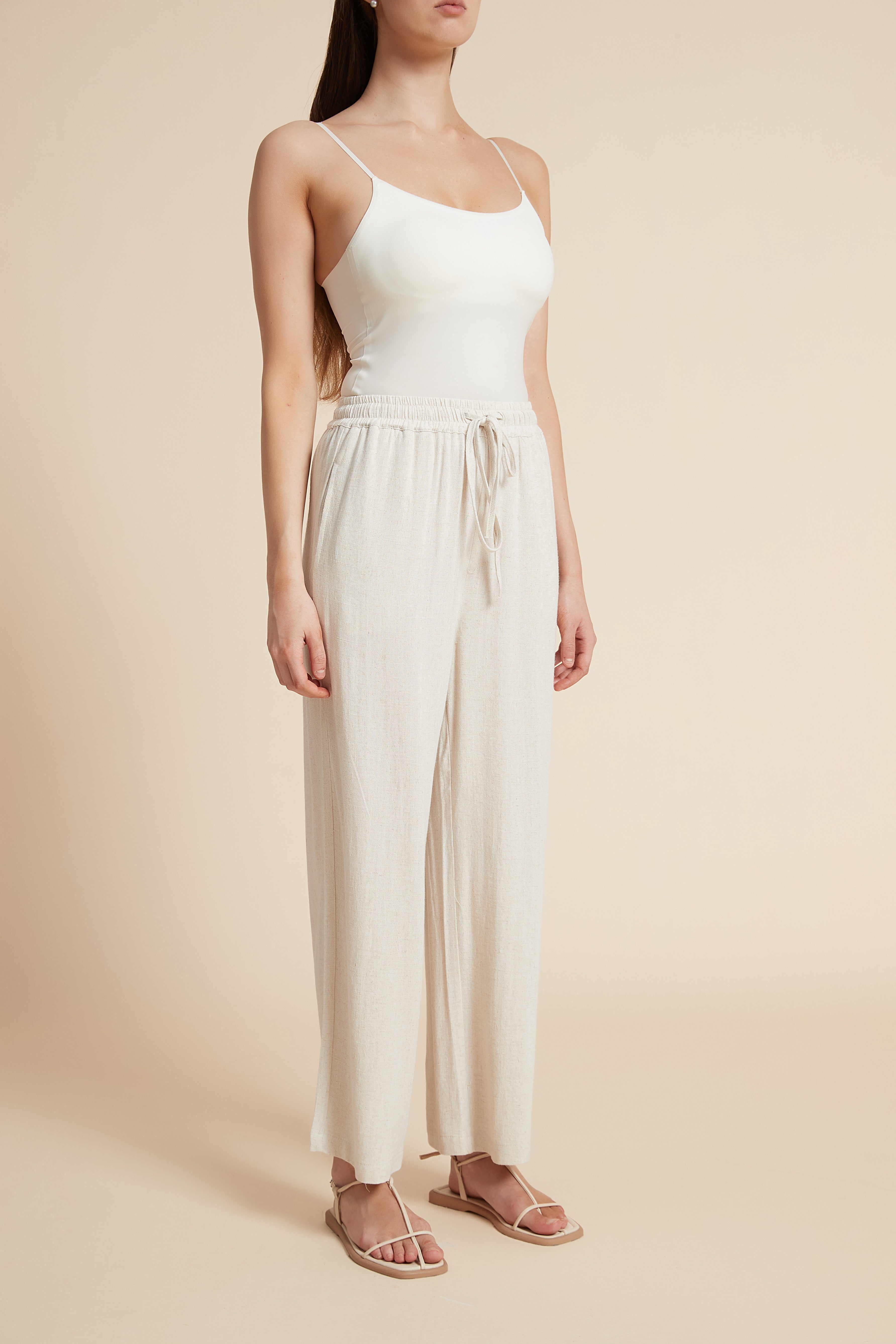 Wide-Leg Drawstring Pants
