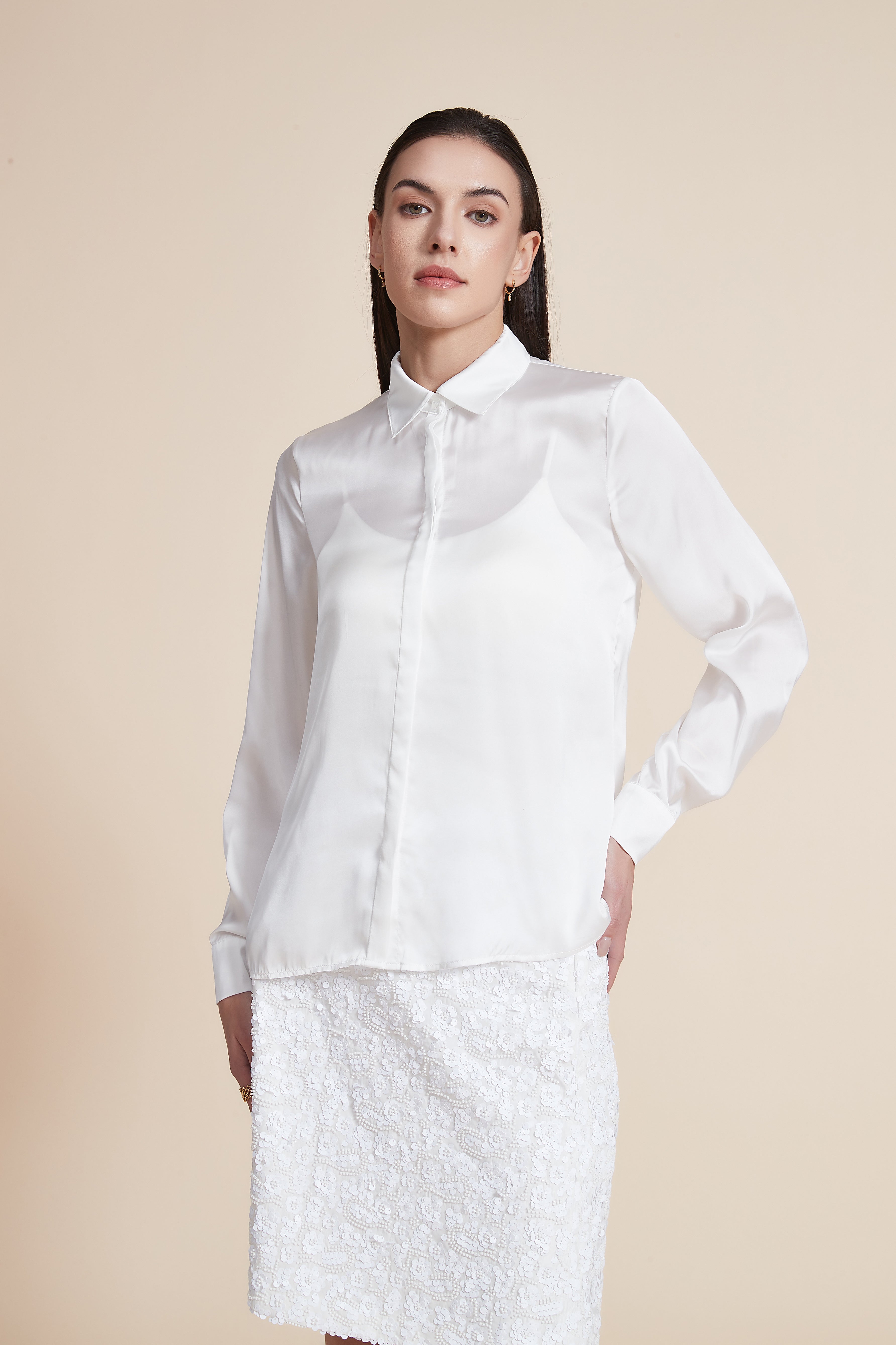 Soft Solid Blouse with Front Buttons