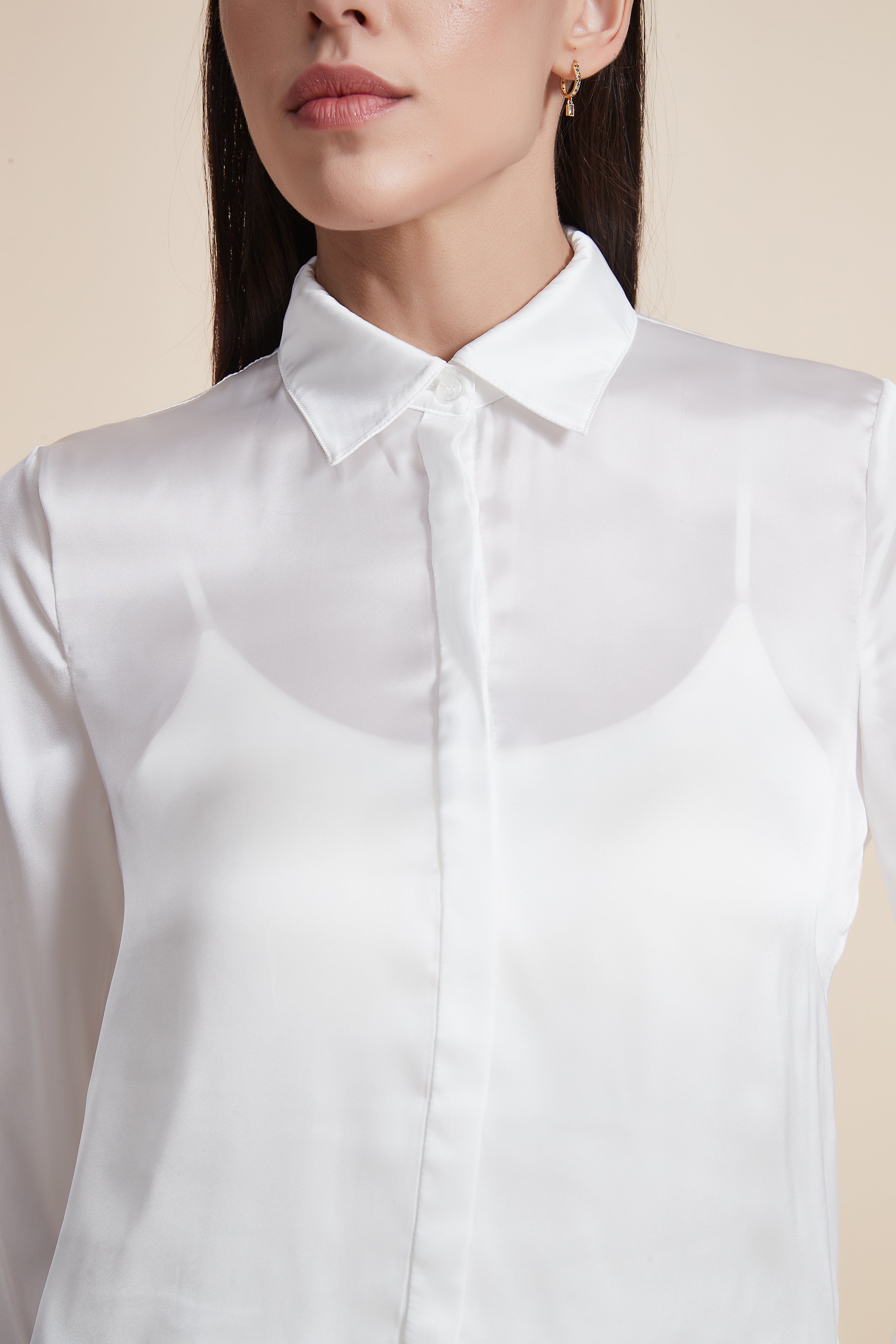 Soft Solid Blouse with Front Buttons