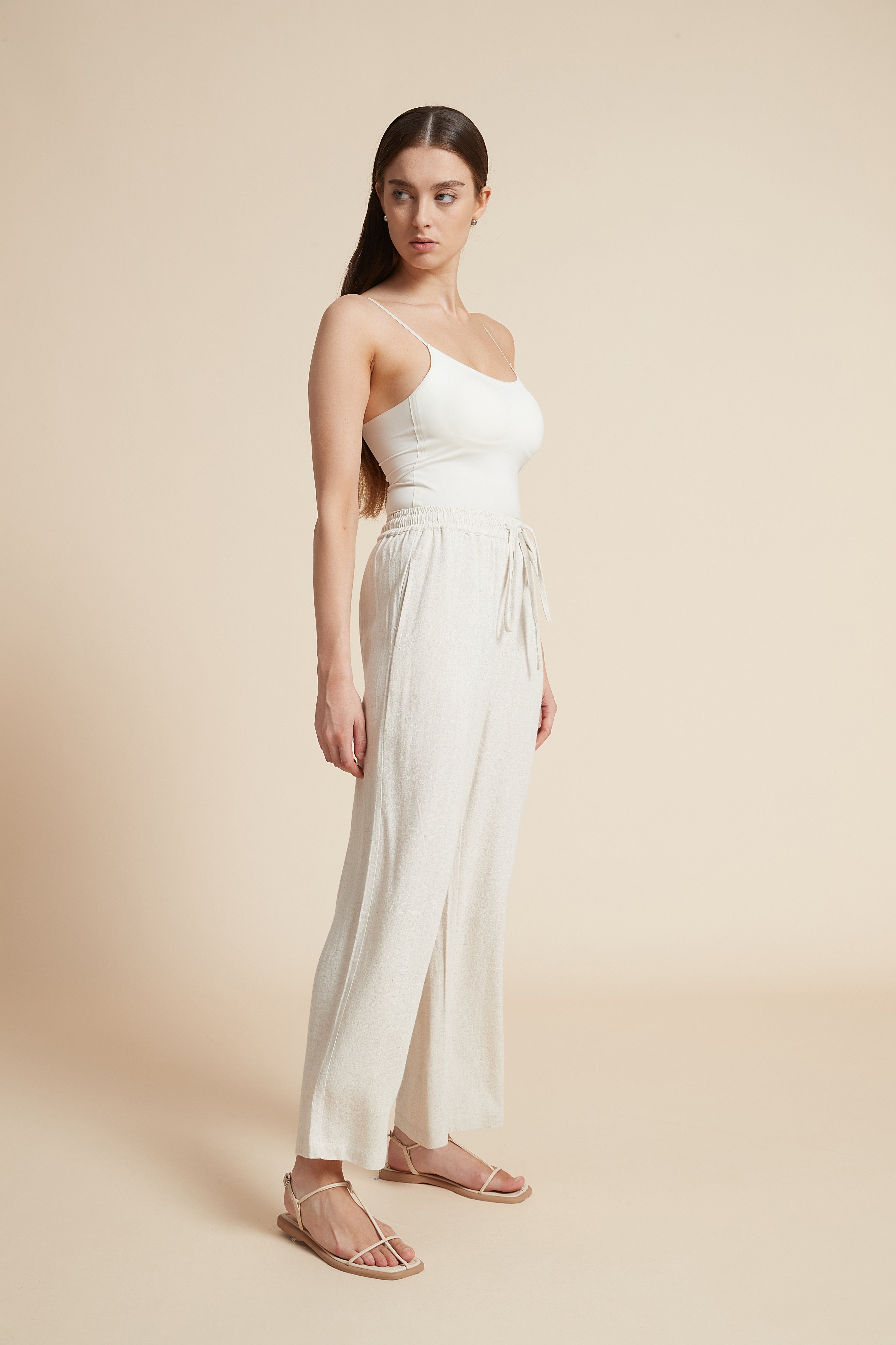 Wide-Leg Drawstring Pants