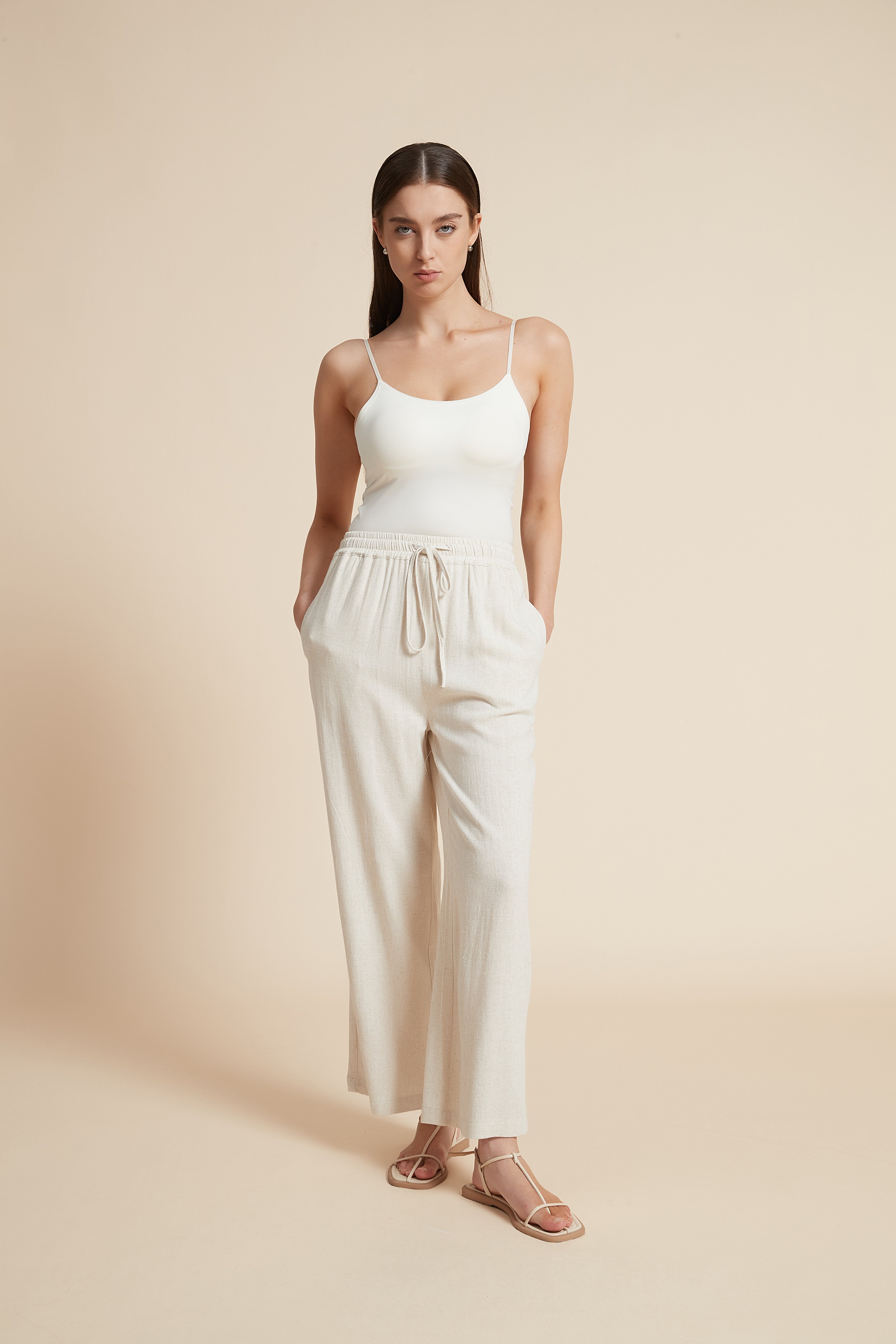 Wide-Leg Drawstring Pants