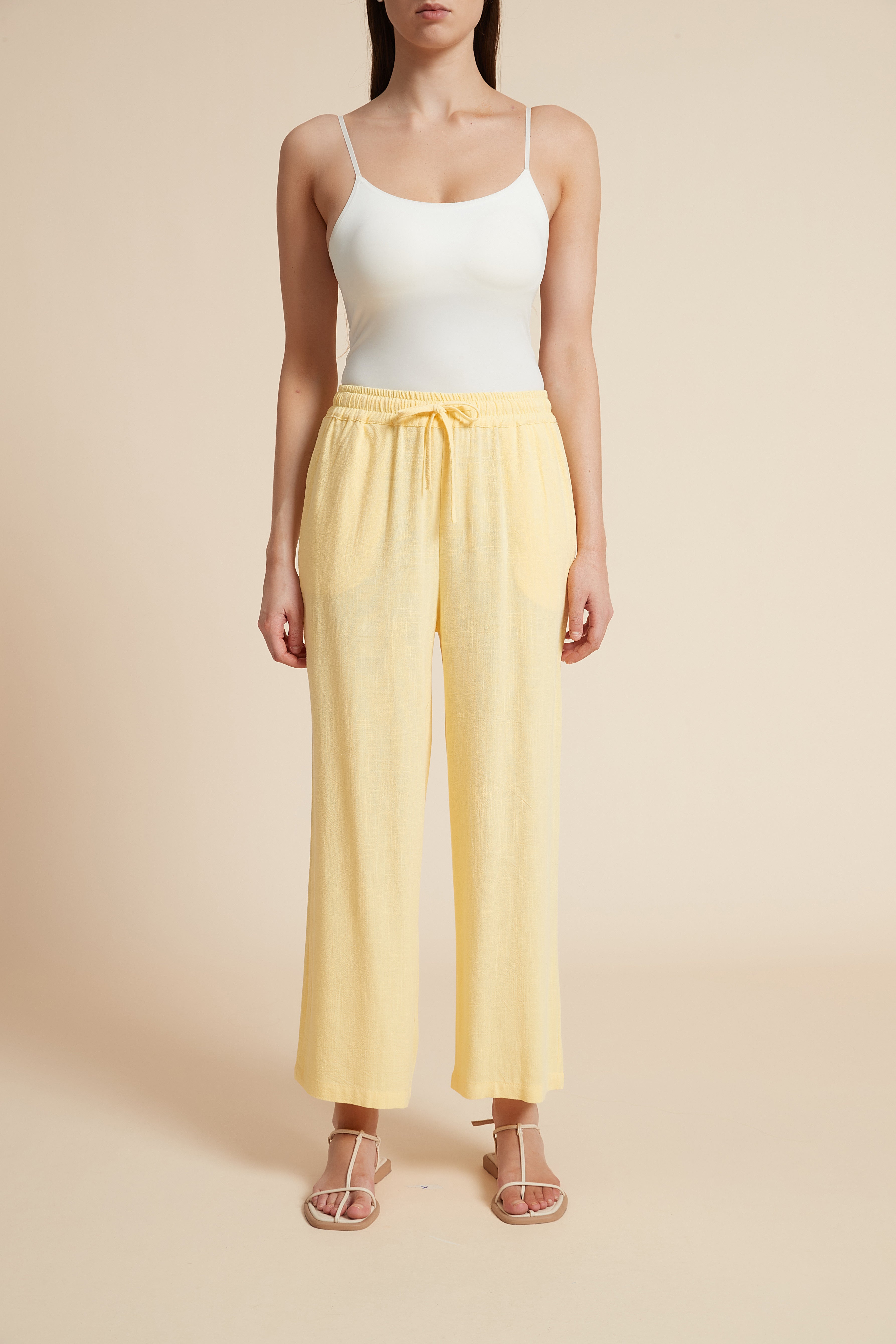 Wide-Leg Drawstring Pants