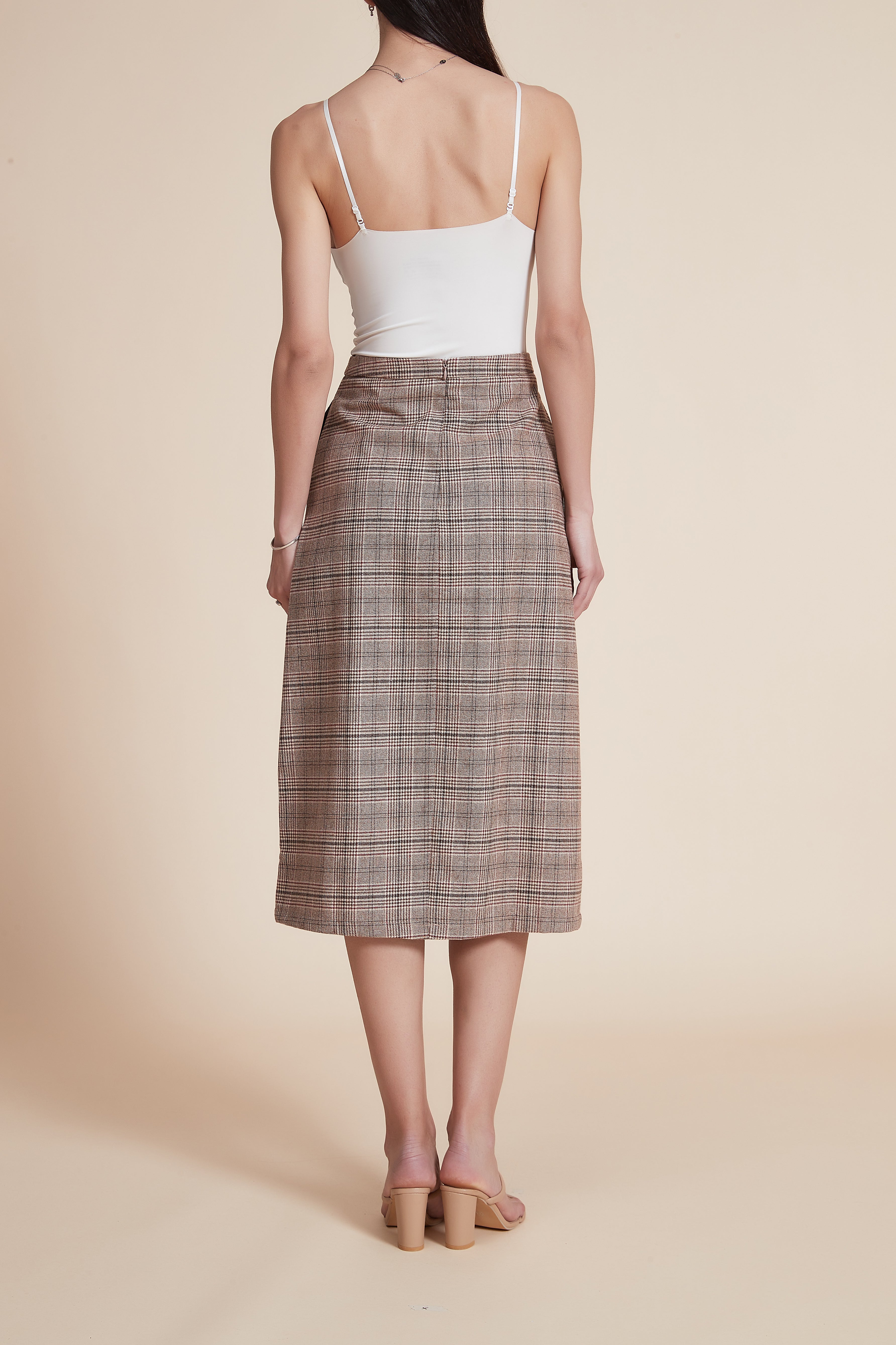 Knee-Length Checkered Skirt