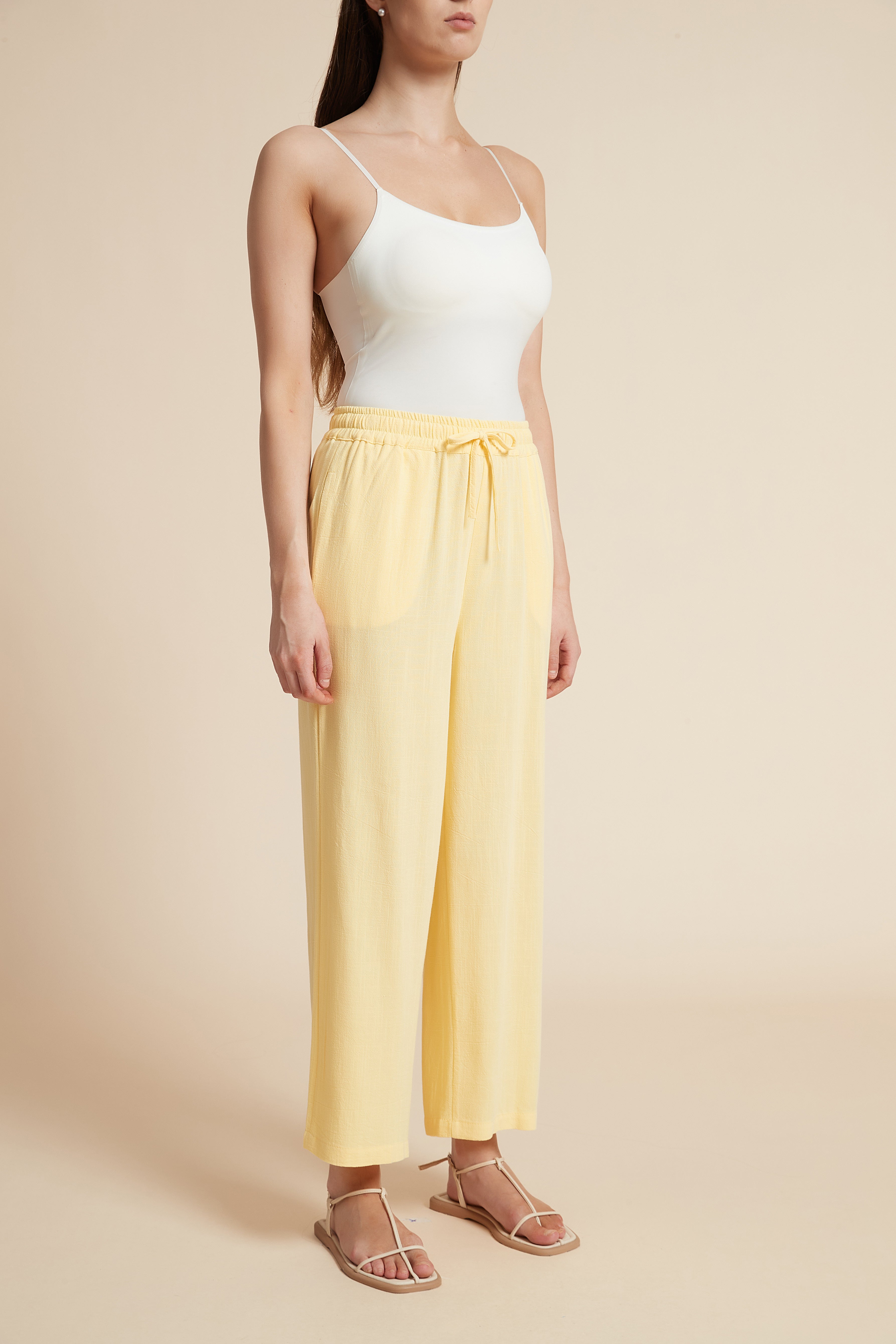 Wide-Leg Drawstring Pants