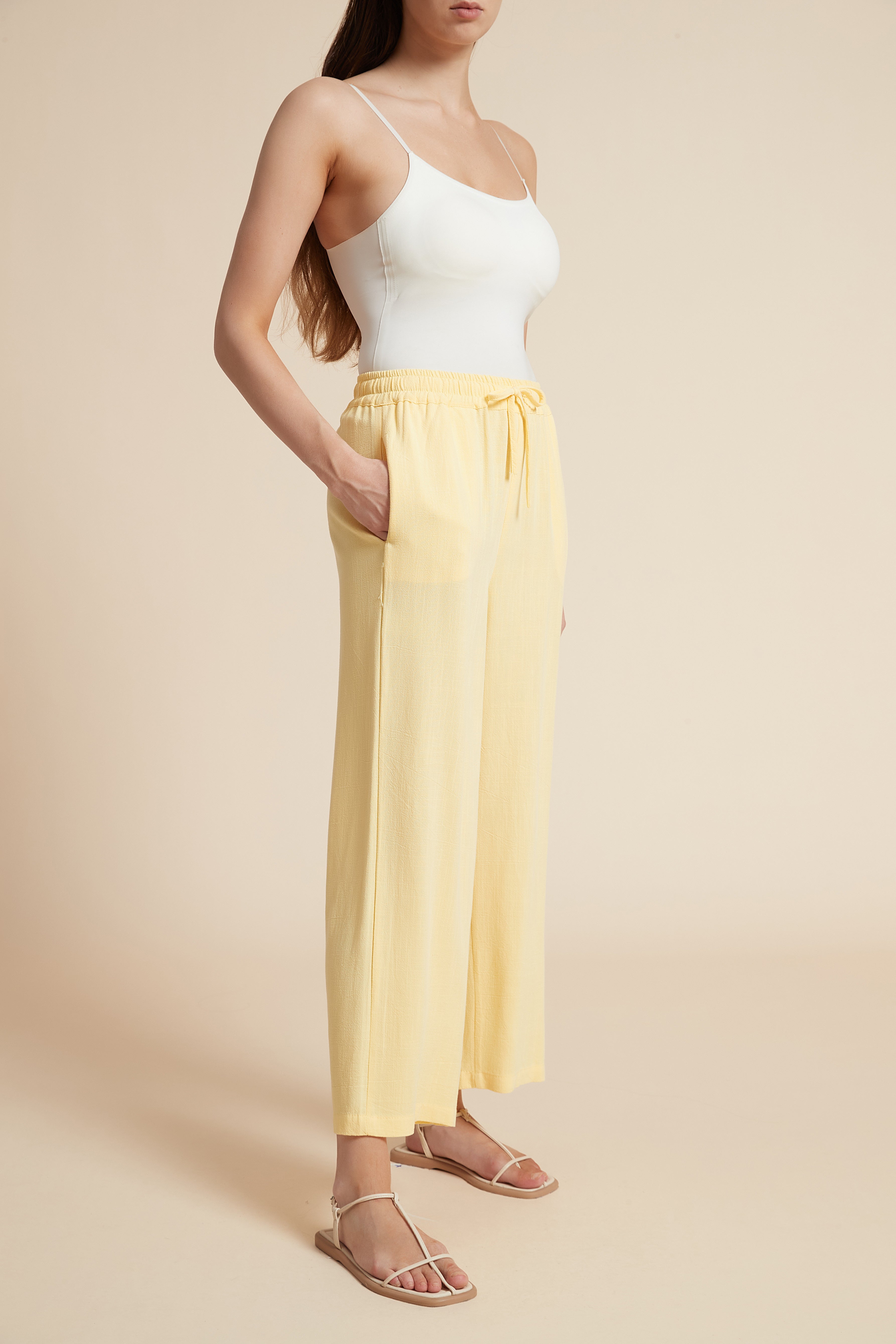 Wide-Leg Drawstring Pants