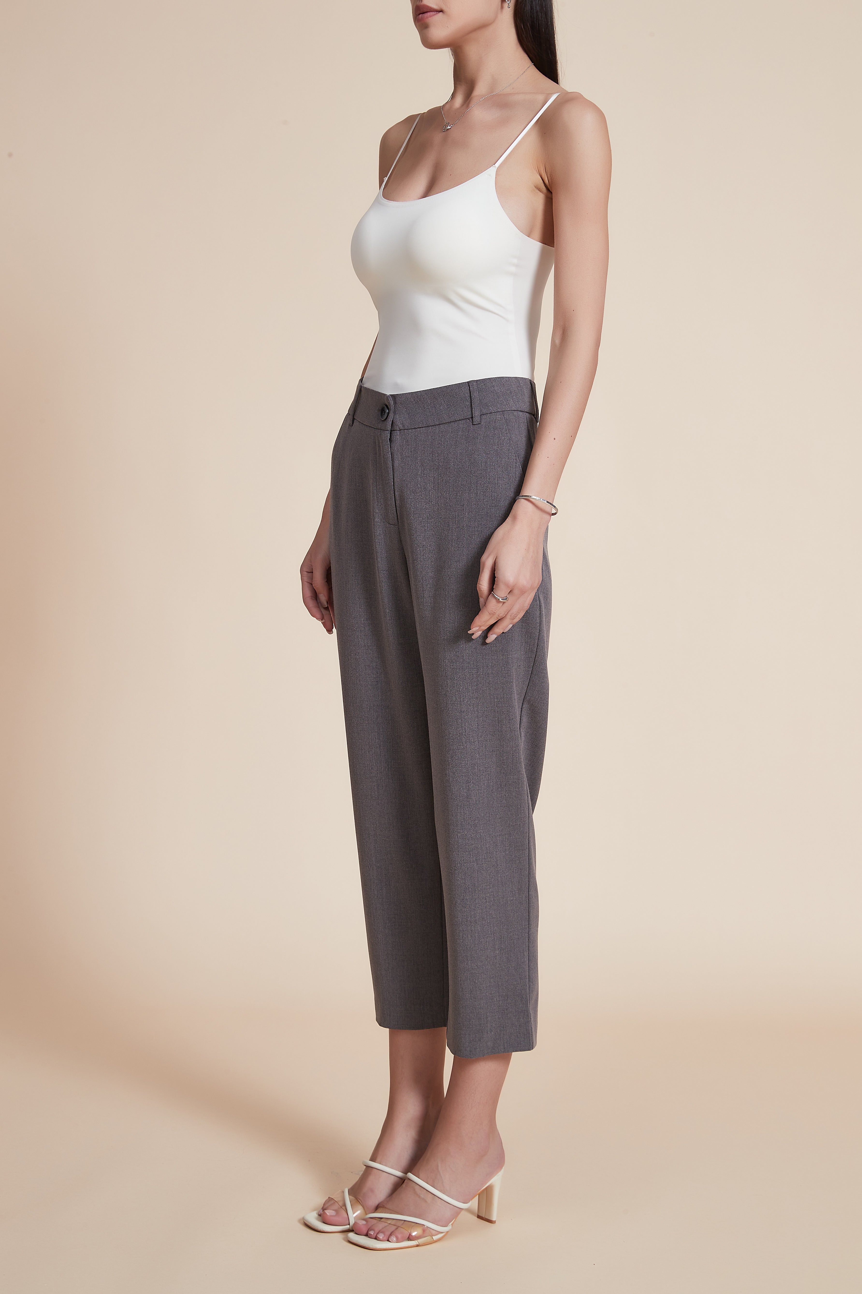 Plain Solid Midi Women's Pants